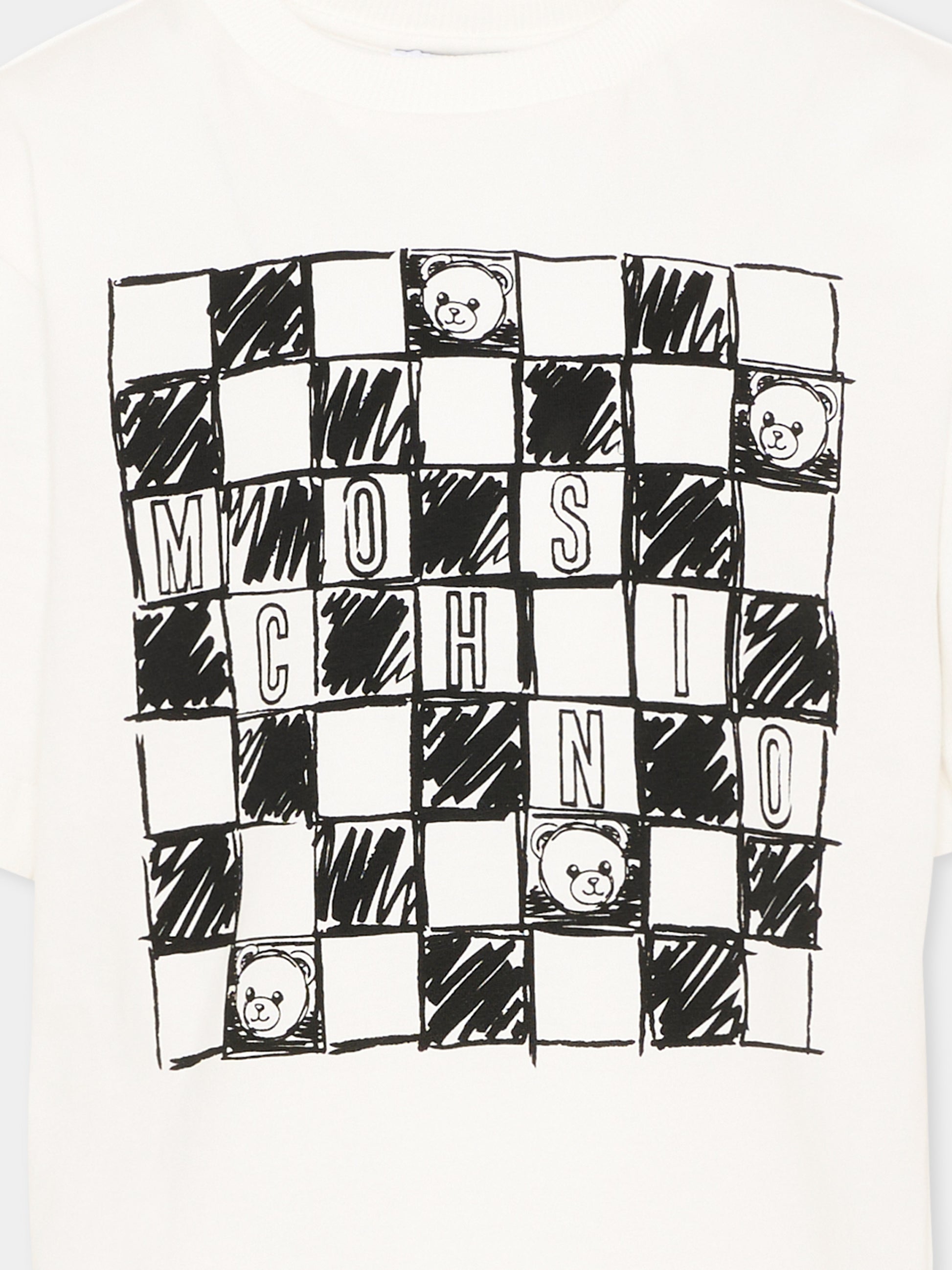T-Shirt avorio per bambino con logo e Teddy Bear,Moschino Kids,HUM05G LAA01 10063