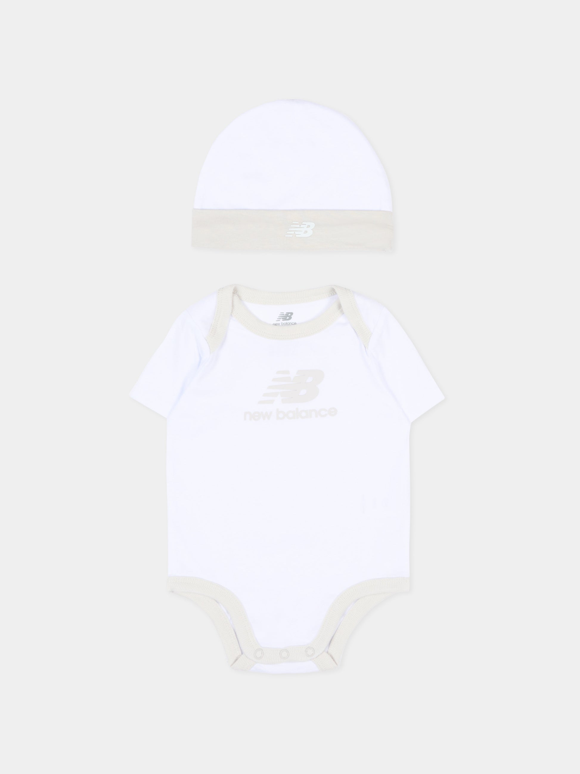 Set tutina bianco per neonati con logo,New Balance,LAKB0106 BWE