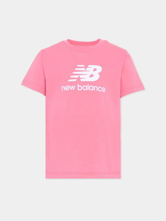 T-shirt fucsia per bambina con logo,New Balance,LAKG0183 DAB