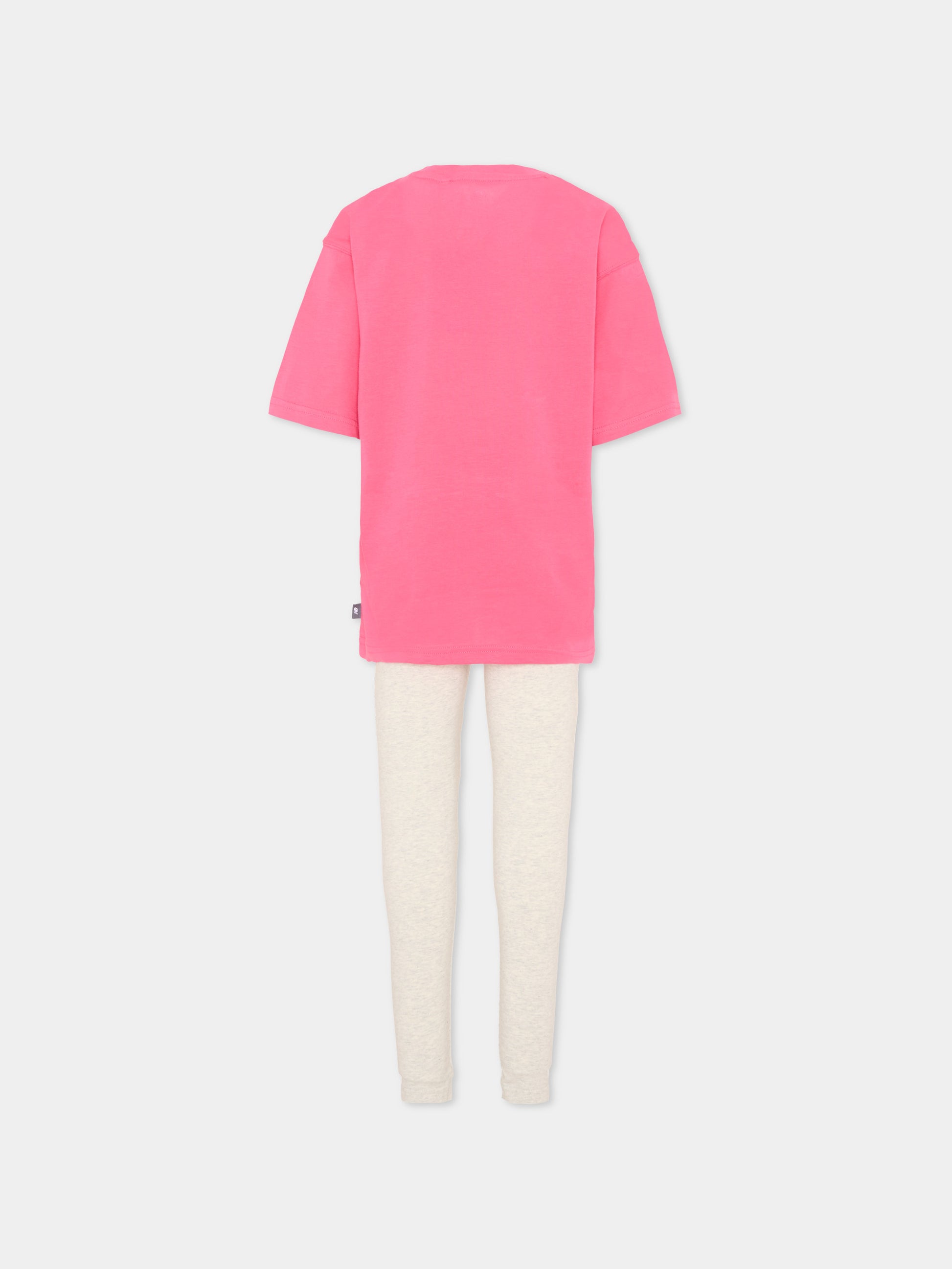 Completo sportivo rosa per bambina con logo floreale,New Balance,LAKG0243 DAB