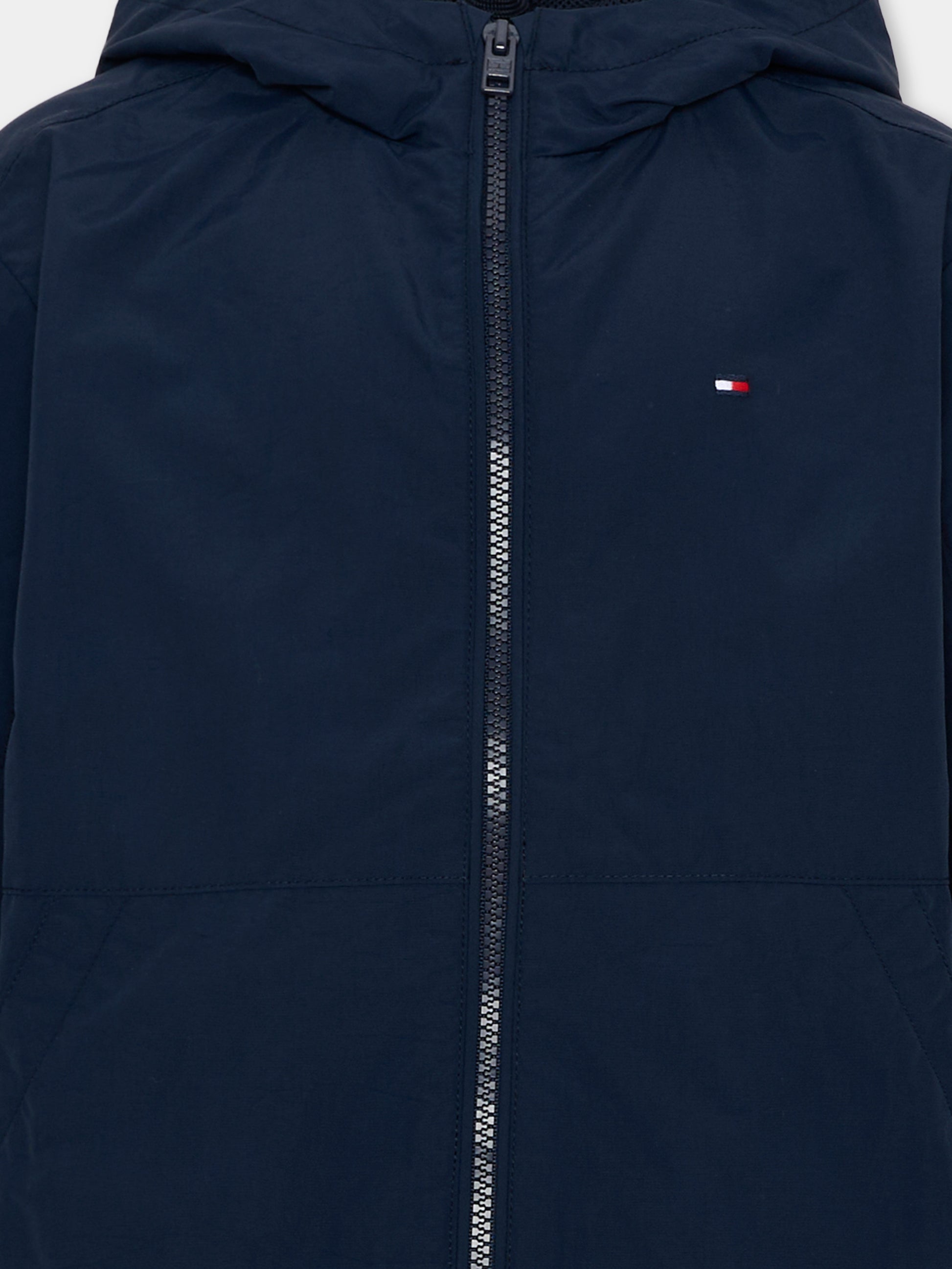 Giacca a vento blu per bambini logo,Tommy Hilfiger Junior,KB0KB09737 C1G