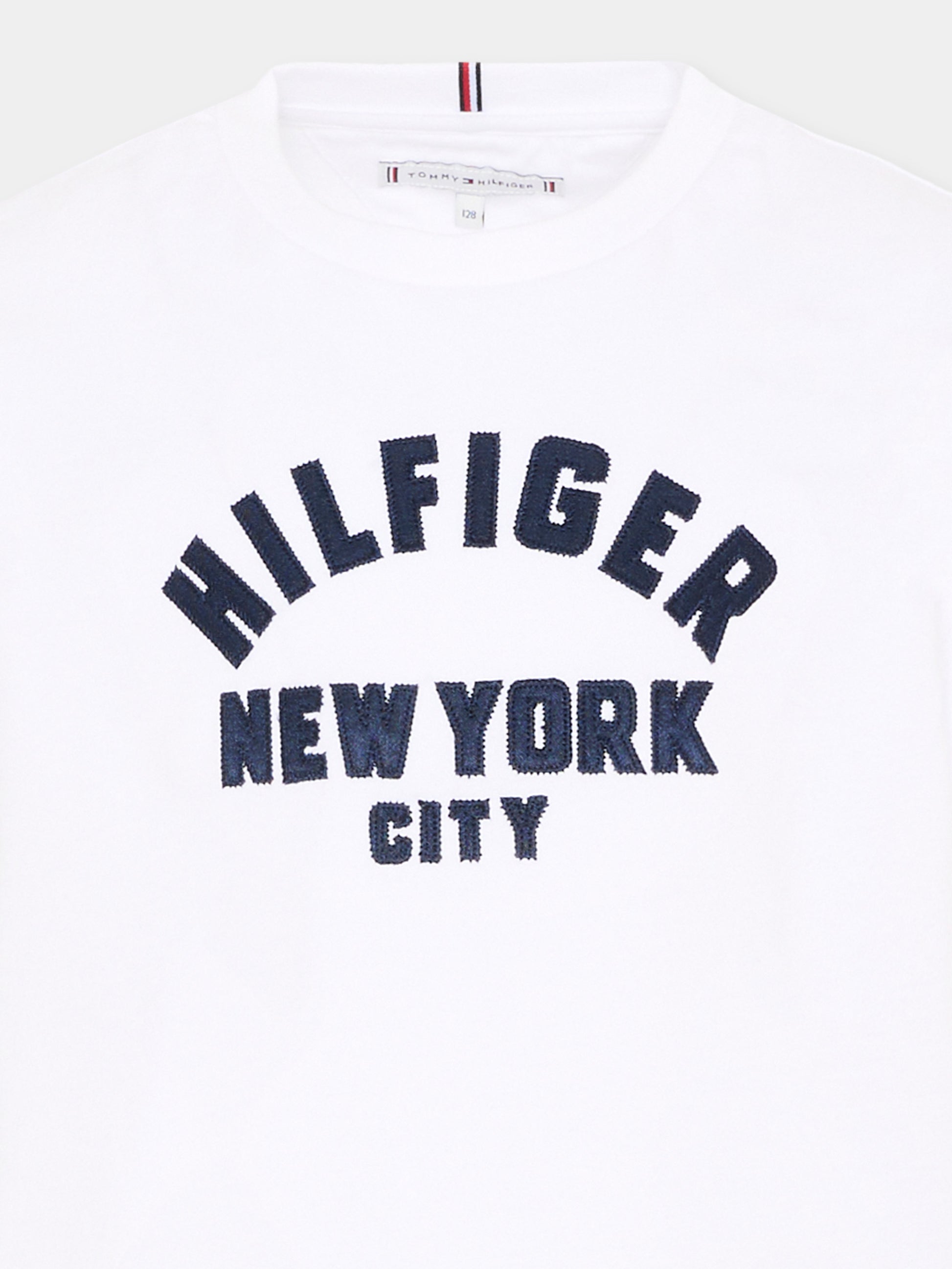 T-Shirt bianca per bambina con logo,Tommy Hilfiger Junior,KG0KG08635 YBR