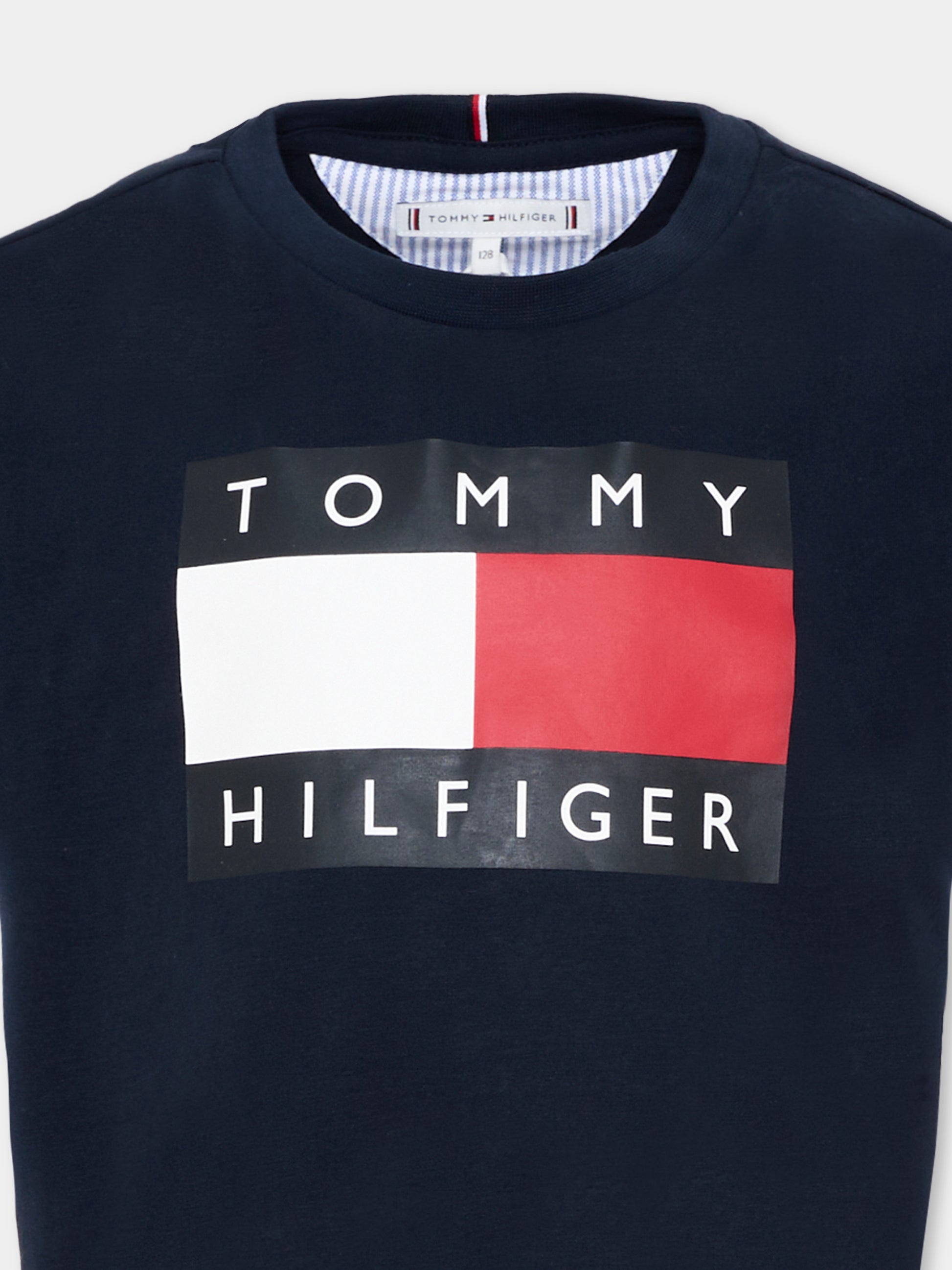 T-Shirt blu per bambina con logo,Tommy Hilfiger Junior,KG0KG09289 C1G