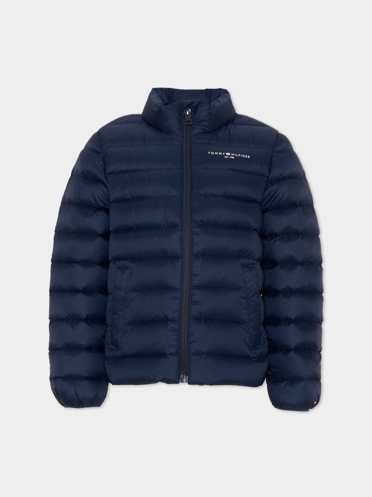 Piumino blu per bambini con logo,Tommy Hilfiger Junior,KS0KS00652 C1G