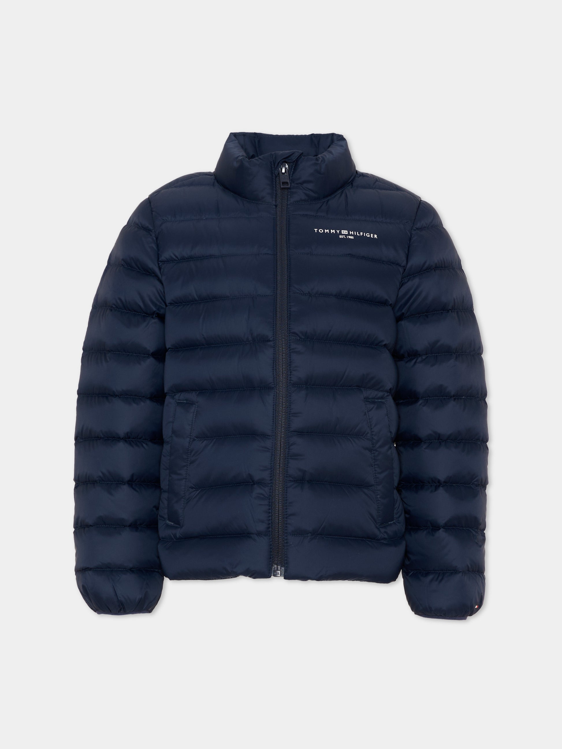 Piumino blu per bambini con logo,Tommy Hilfiger Junior,KS0KS00652 C1G