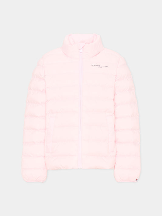 Piumino rosa per bambina con logo,Tommy Hilfiger Junior,KS0KS00652 TOG