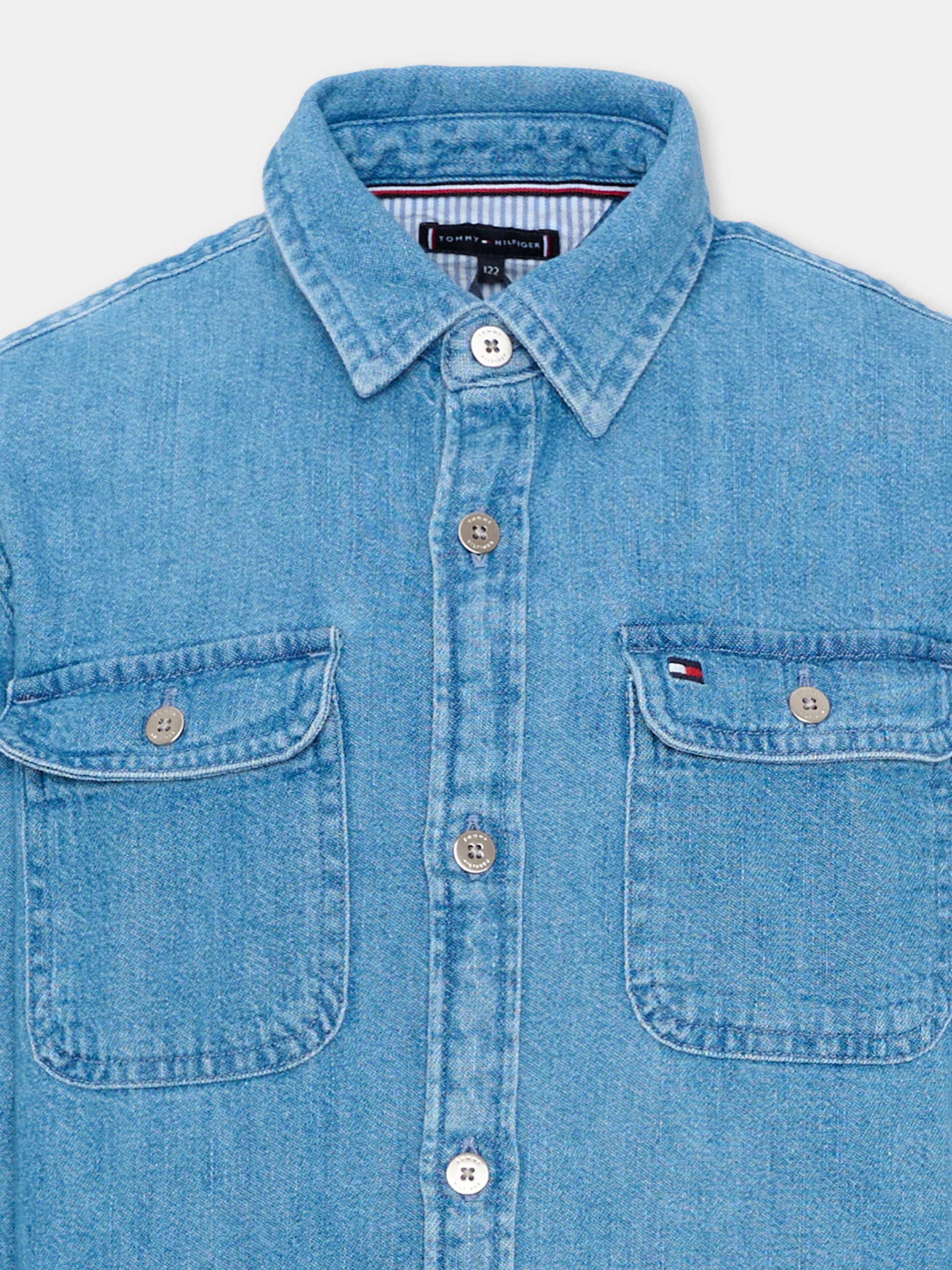 Camicia denim per bambino con Tommy flag,Tommy Hilfiger Junior,KB0KB09688 1A4