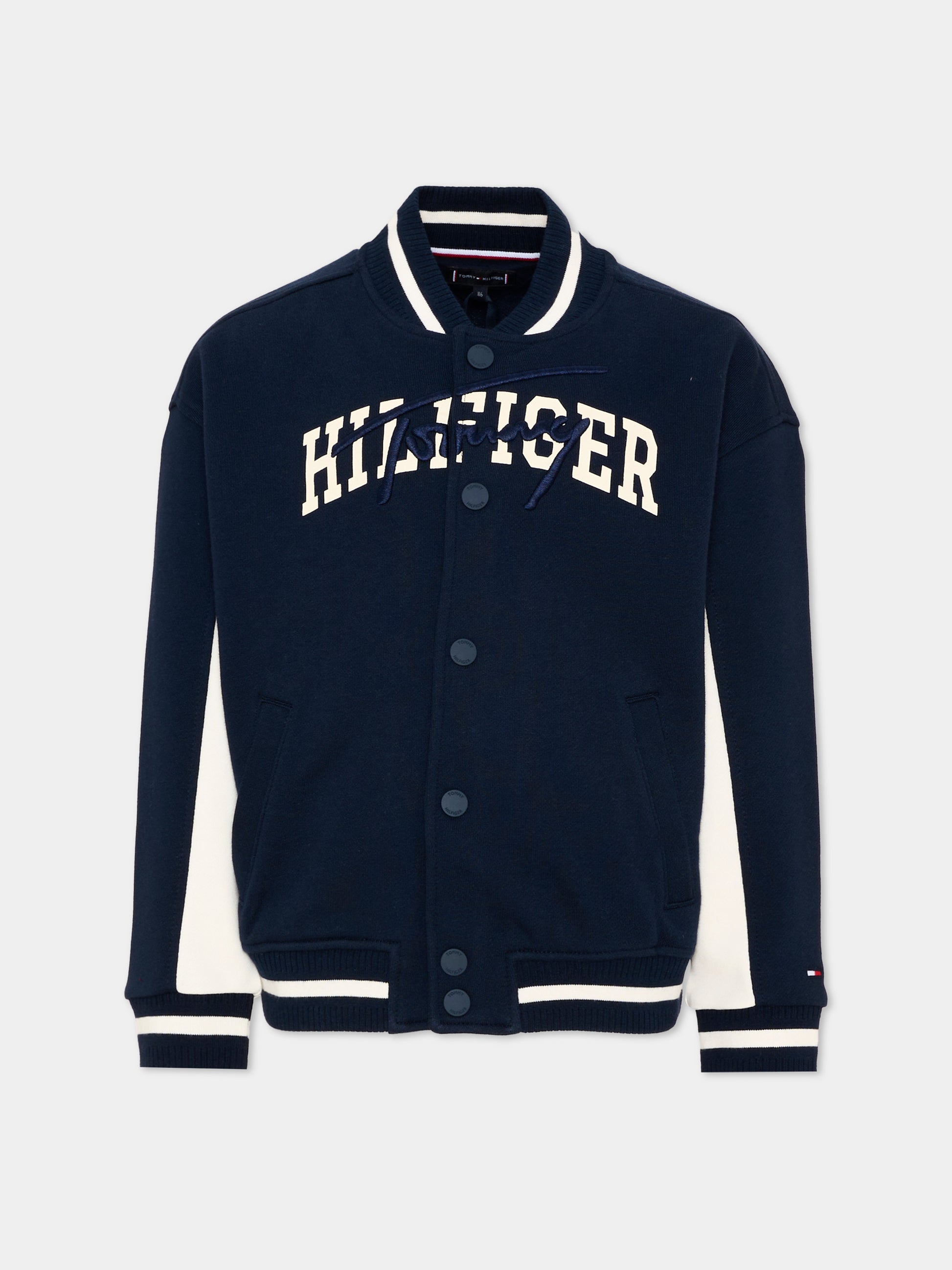Bomber blu per bambino con logo,Tommy Hilfiger Junior,KB0KB09745 C1G