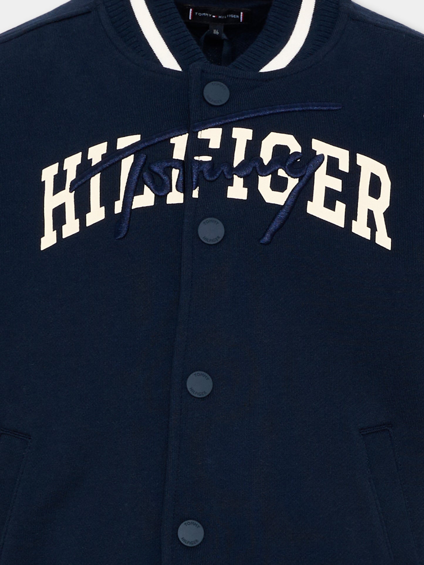 Bomber blu per bambino con logo,Tommy Hilfiger Junior,KB0KB09745 C1G