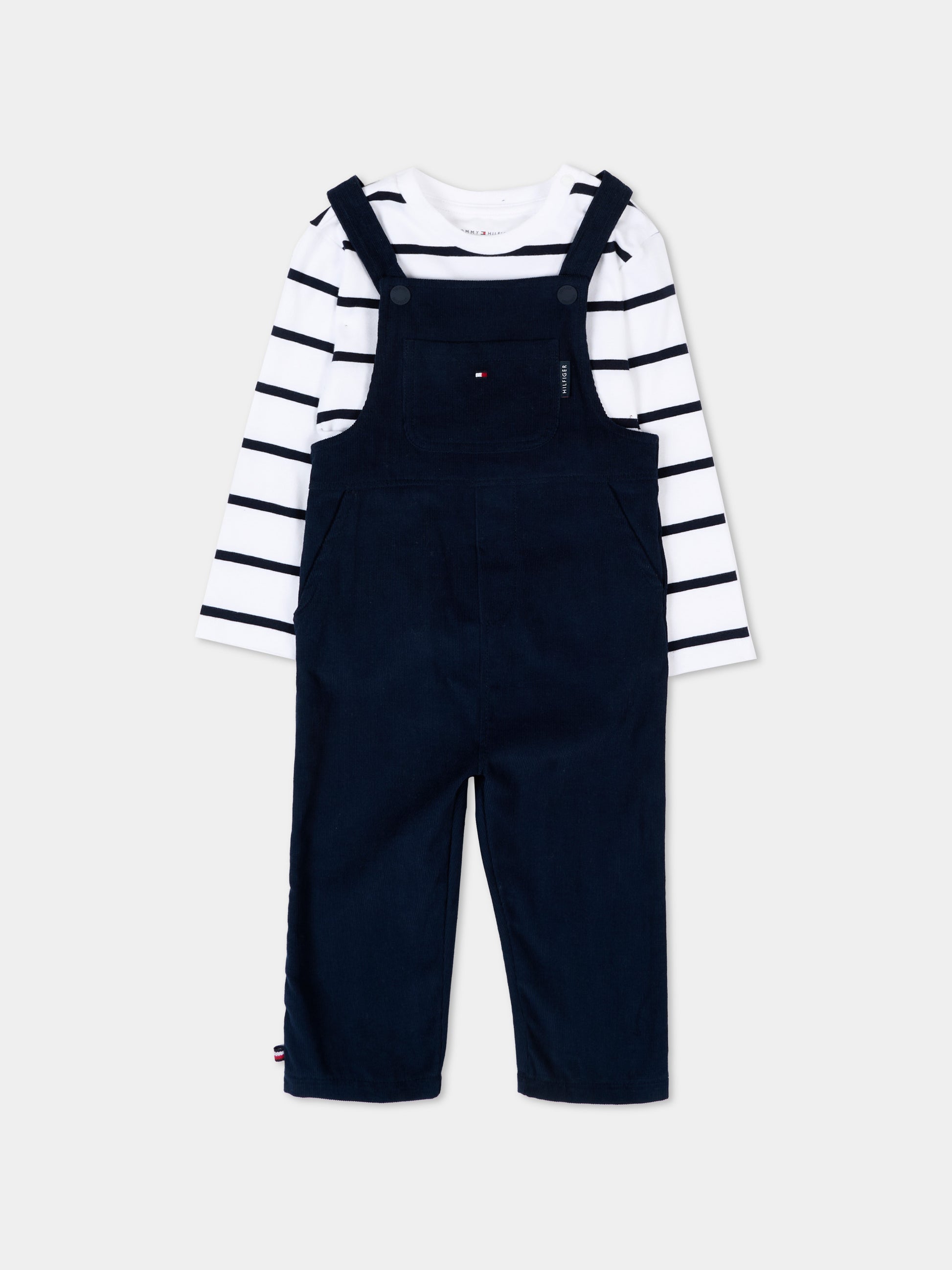Salopette blu per neonato con Tommy Flag,Tommy Hilfiger Junior,KN0KN02107 C1G