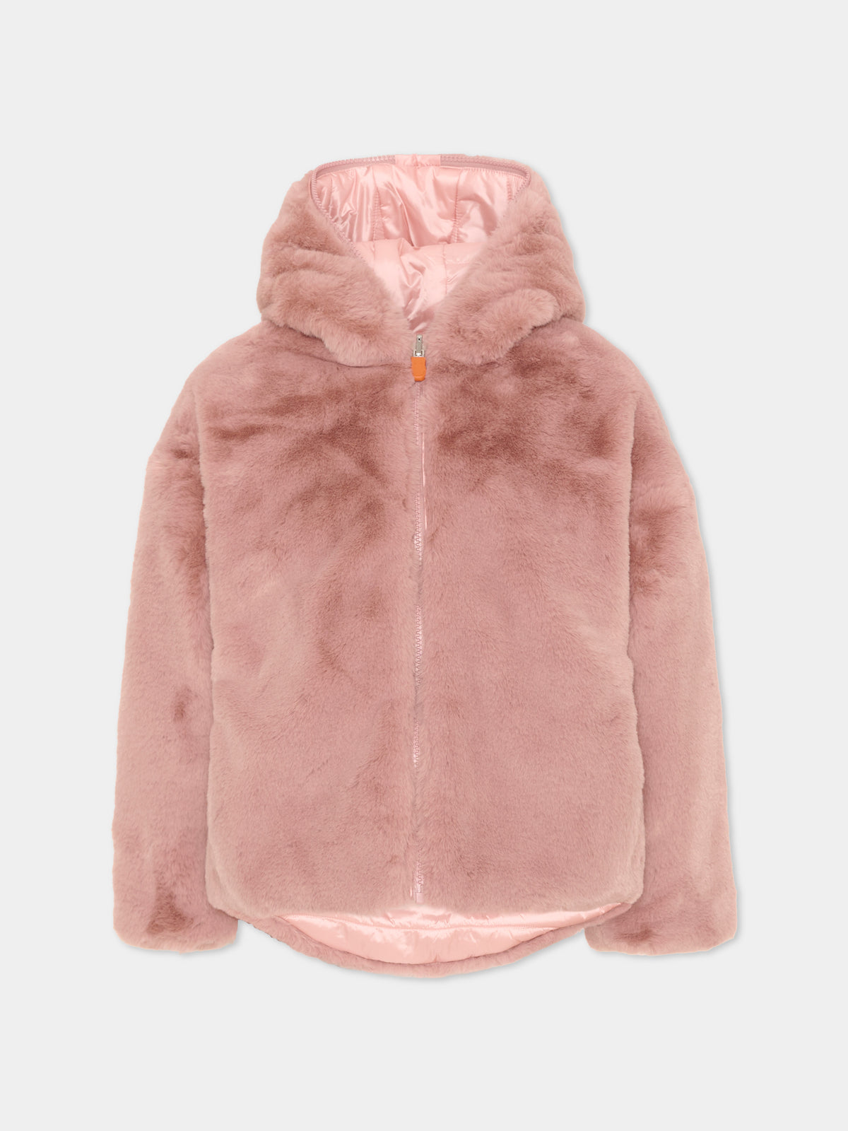 Ecopelliccia rosa per bambina con cappuccio,Save The Duck Kids,J31153G FURY23 80007