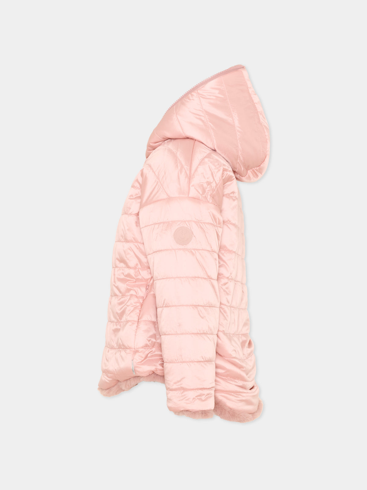 Ecopelliccia rosa per bambina con cappuccio,Save The Duck Kids,J31153G FURY23 80007