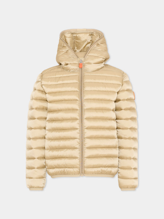 Piumino Iris beige per bambina con logo,Save The Duck Kids,J32310G IRIS21 40039