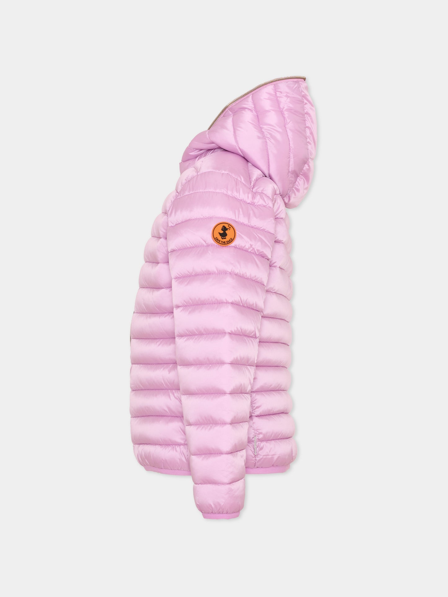 Piumino rosa per bambina con cappuccio,Save The Duck Kids,J32310G IRIS21 80055