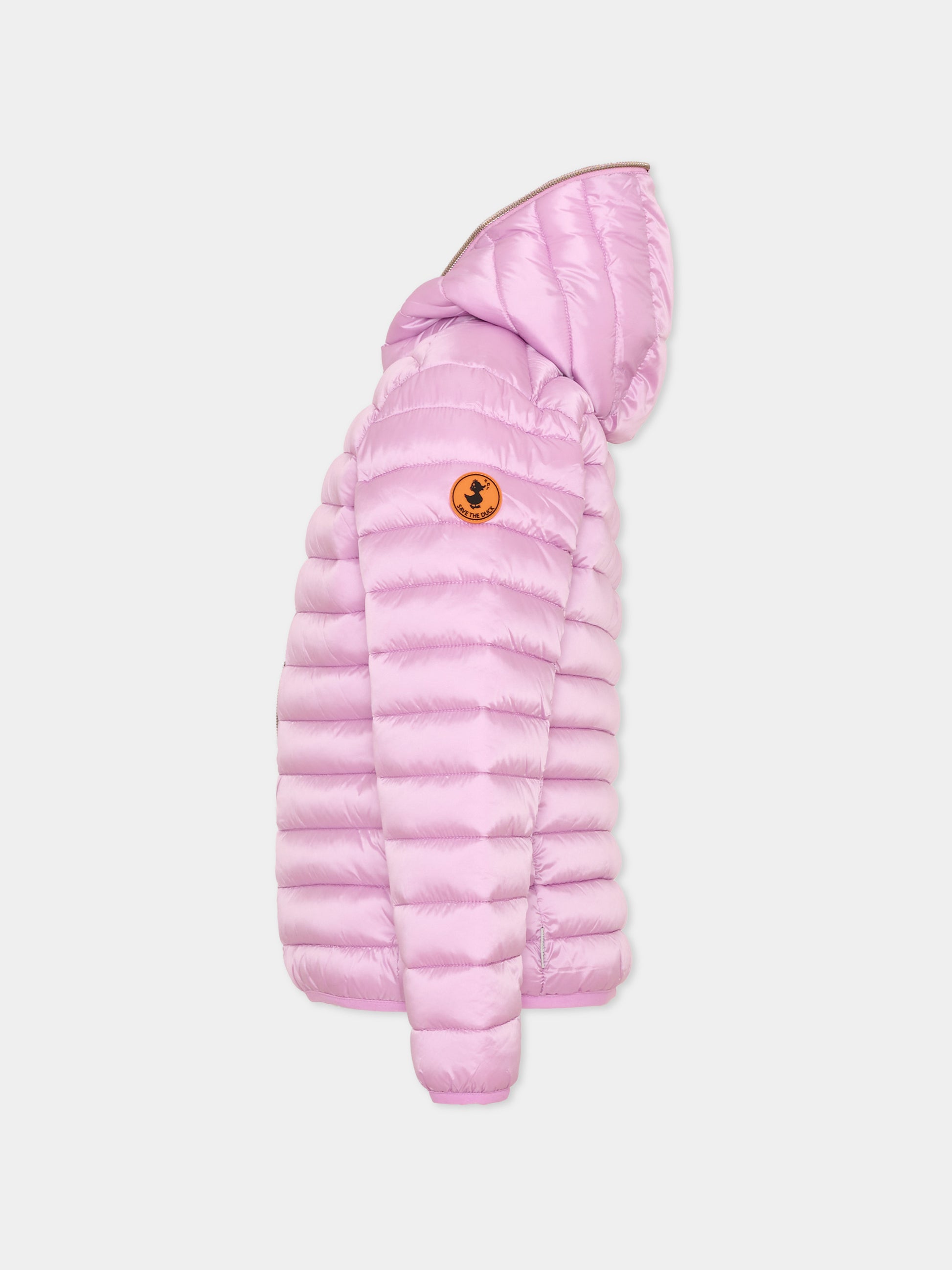 Piumino rosa per bambina con cappuccio,Save The Duck Kids,J32310G IRIS21 80055