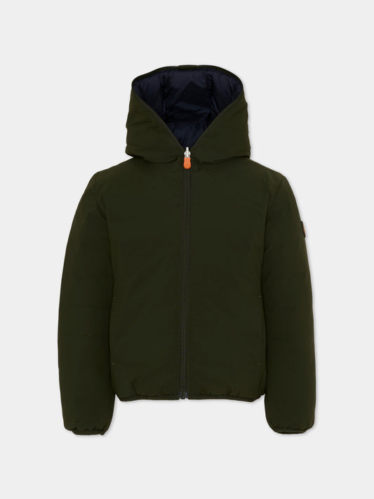 Piumino Oliver verde per bambini con logo,Save The Duck Kids,J33600B MATT21 50071