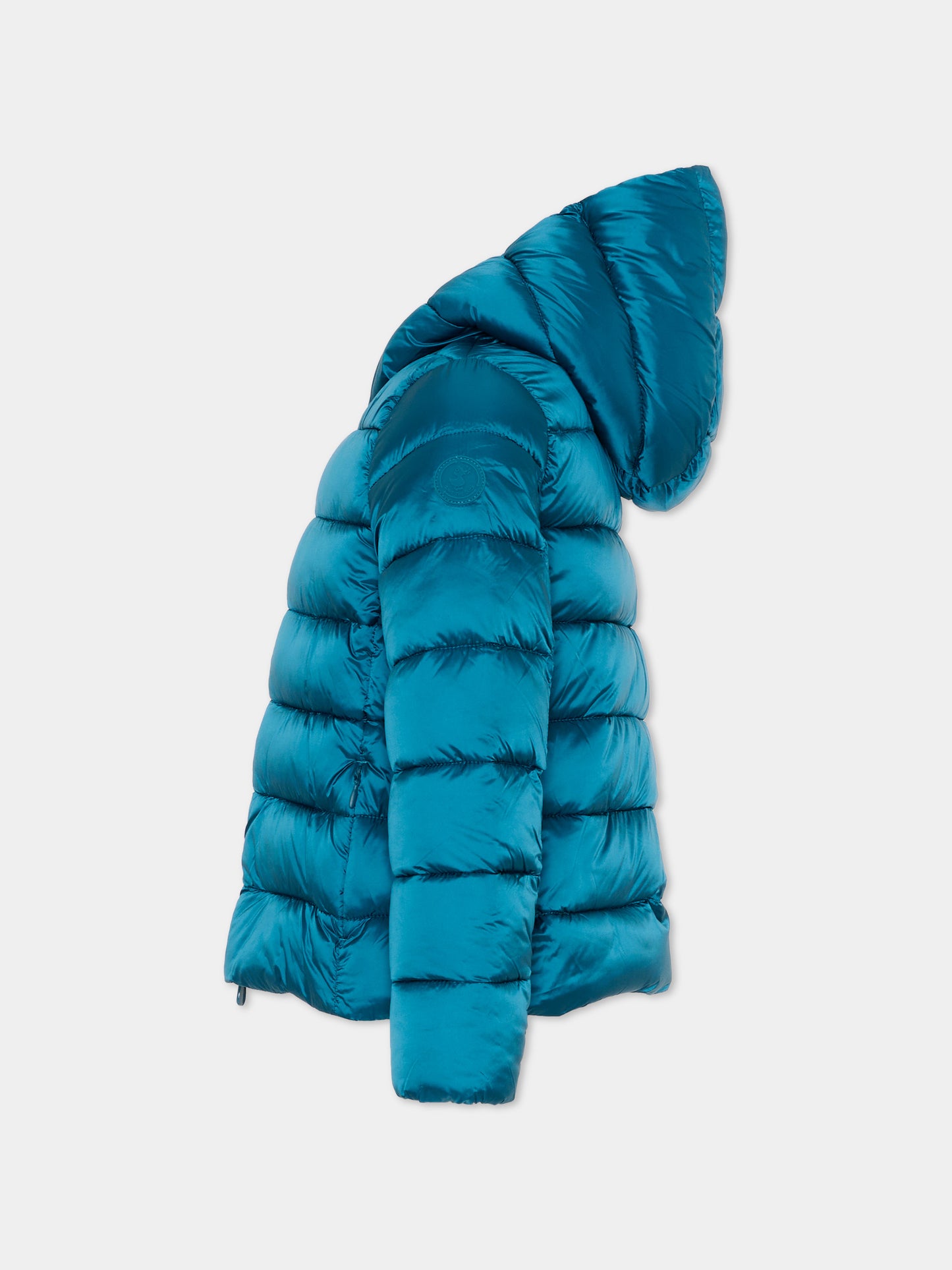 Piumino Bibi celeste per bambino con logo,Save The Duck Kids,J31398G JADE21 90069