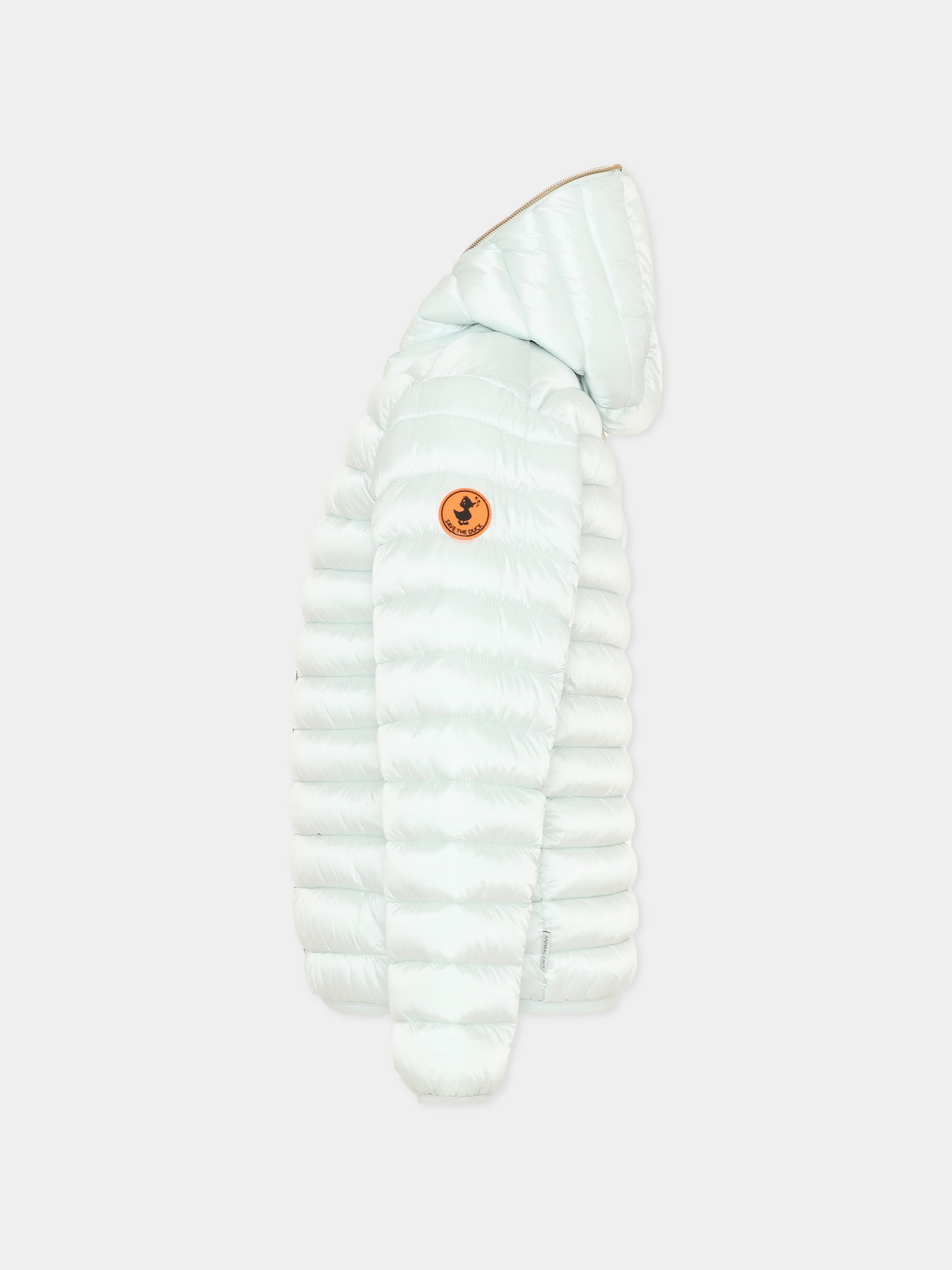 Piumino Iris celeste per bambina con logo,Save The Duck Kids,J32310G IRIS21 90067