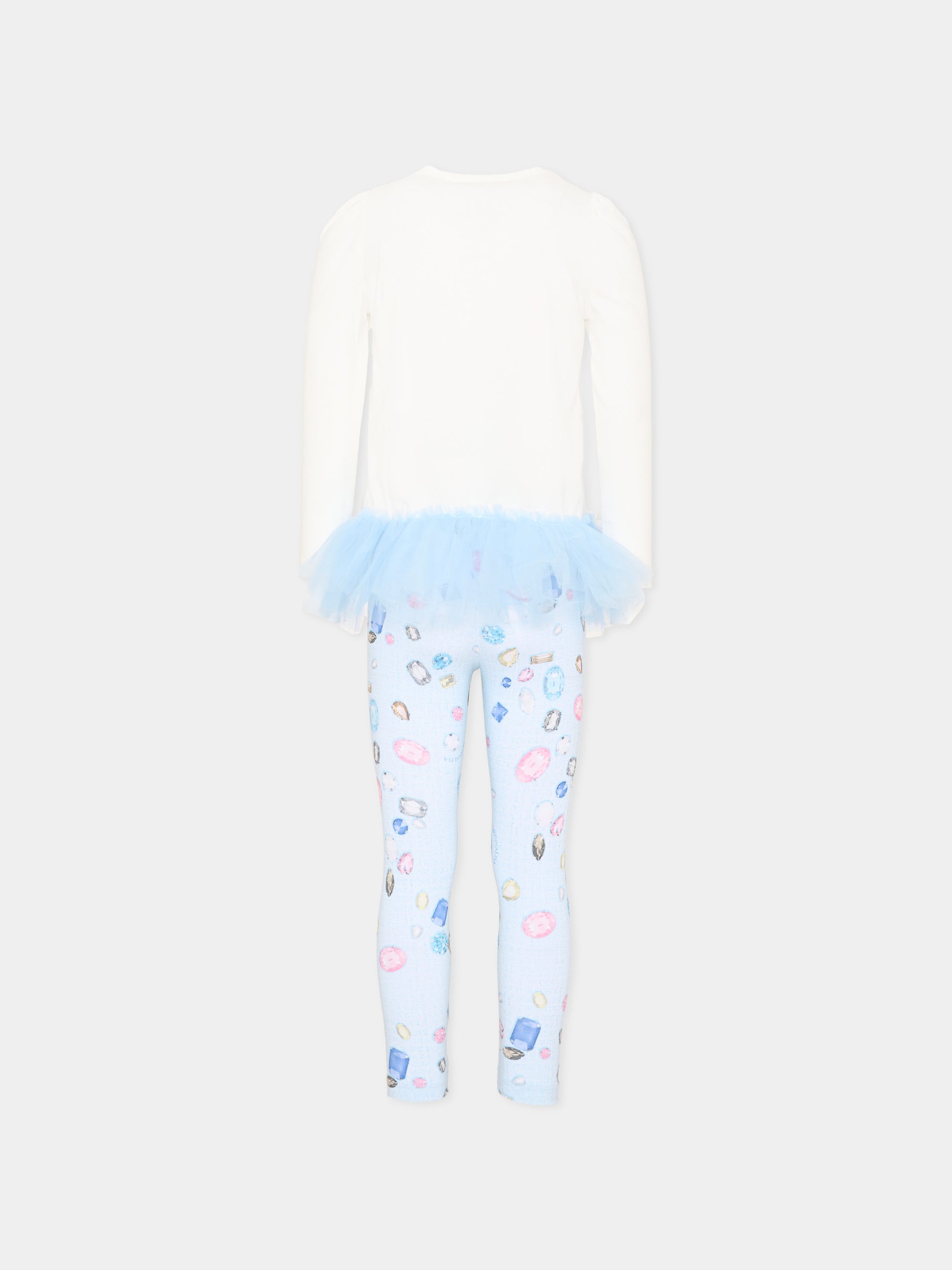 Completo sportivo multicolor per bambina con stampa gemme,Monnalisa,19F503 6013 0158