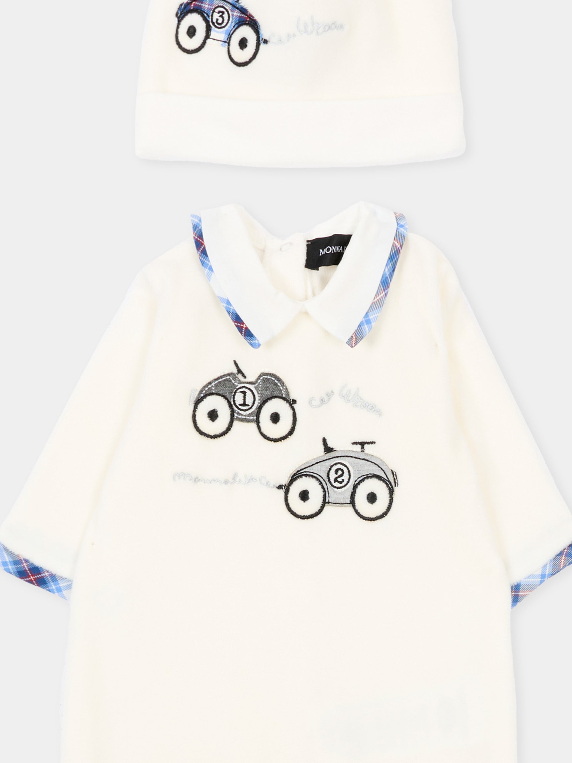 Set tutina avorio per neonato con ricami,Monnalisa,22F506 6002 0001