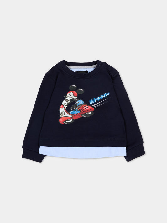 Felpa blu per neonato con Mickey Mouse,Monnalisa,28F608 6004 056D