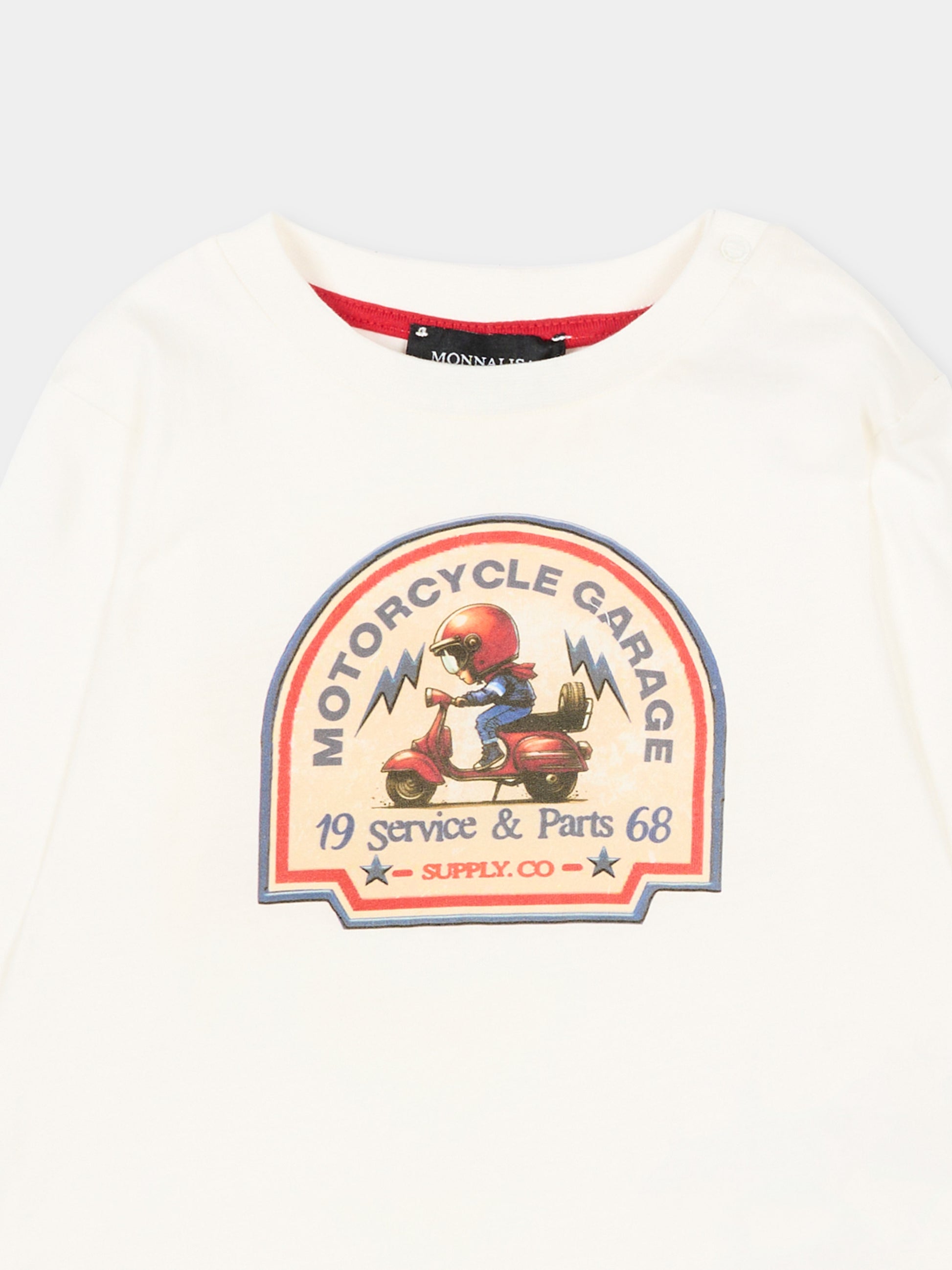 T-Shirt bianca per neonato con stampa,Monnalisa,28F611 6005 0001