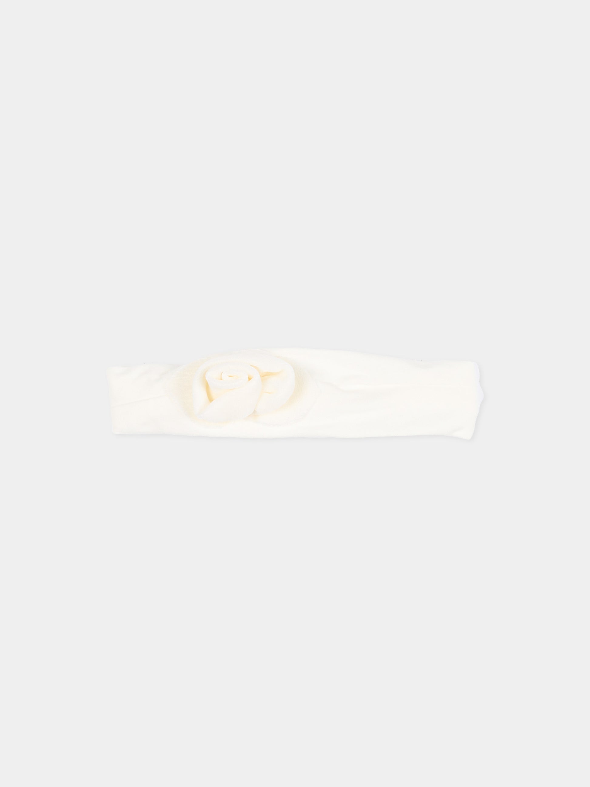 Fascia avorio per neonata con rosa,Monnalisa,73F006 6803 0001