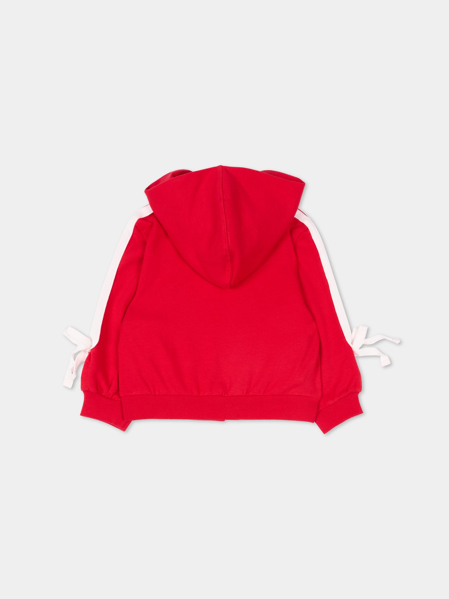 Felpa rossa per neonata con fiocchi,Monnalisa,39F804 6004 0043