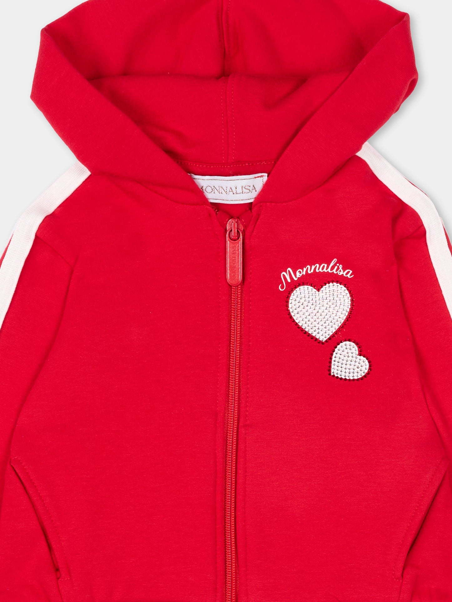Felpa rossa per neonata con fiocchi,Monnalisa,39F804 6004 0043