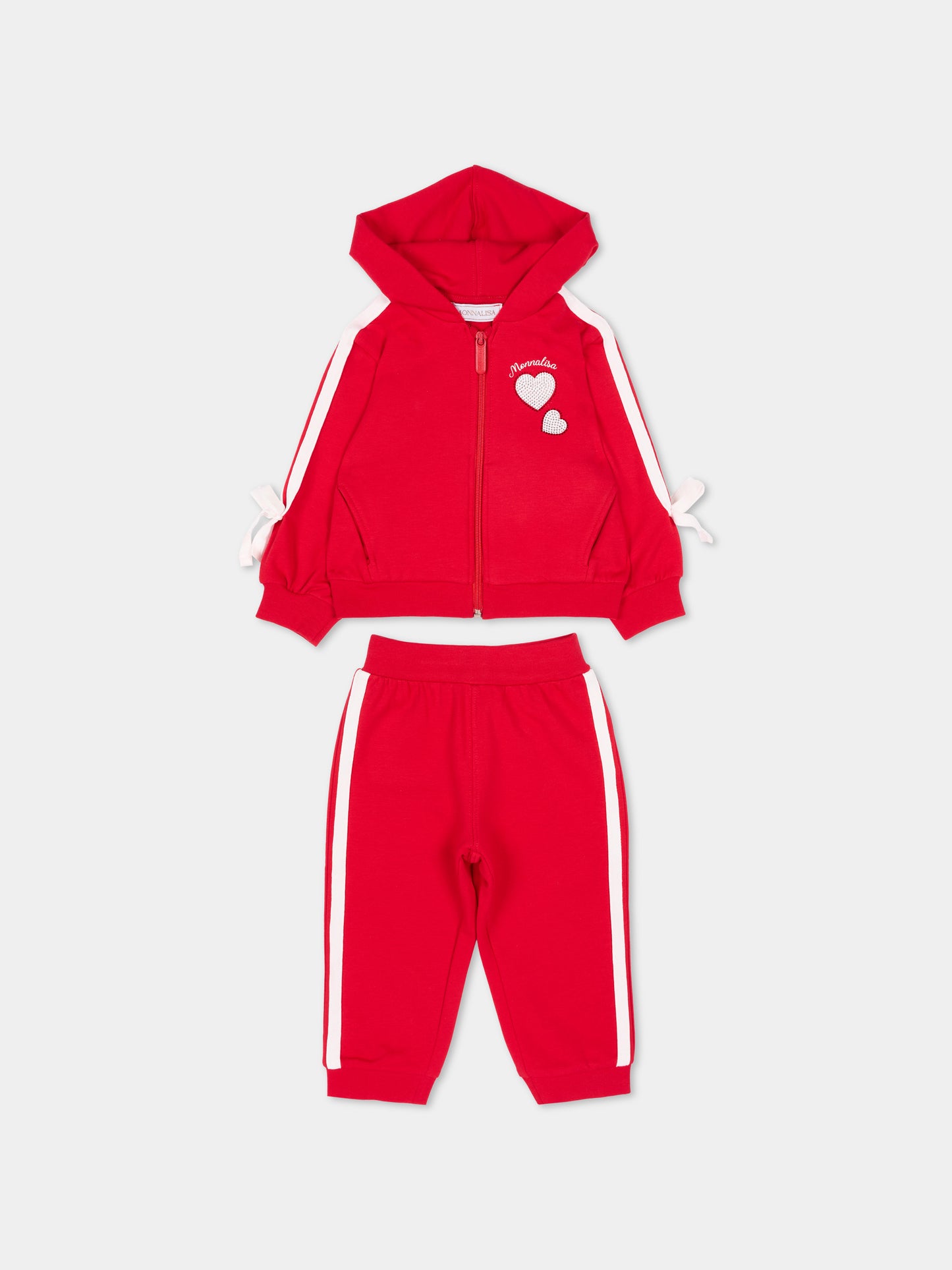 Completo sportivo rosso per neonata con fiocchi,Monnalisa,39F503NP 6004 0043