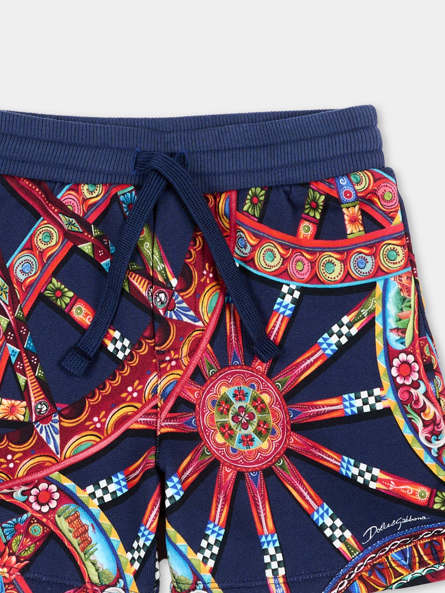 Shorts blu per neonato con carretto,Dolce & Gabbana Kids,L1JQXR HS7RG HB6DU