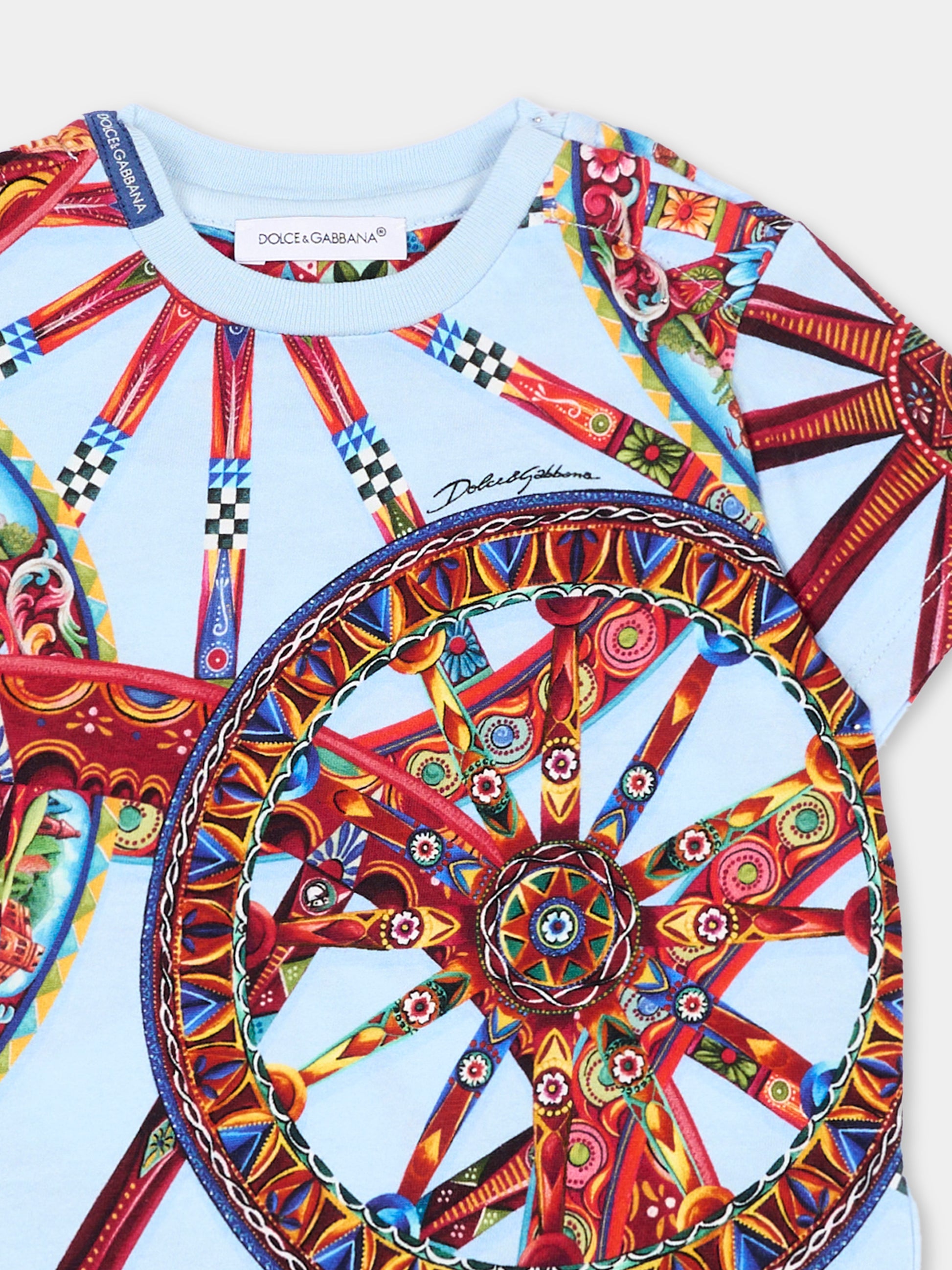 T-shirt multicolor per neonato con carretto,Dolce & Gabbana Kids,L1JTEY HS7RI HC6DU