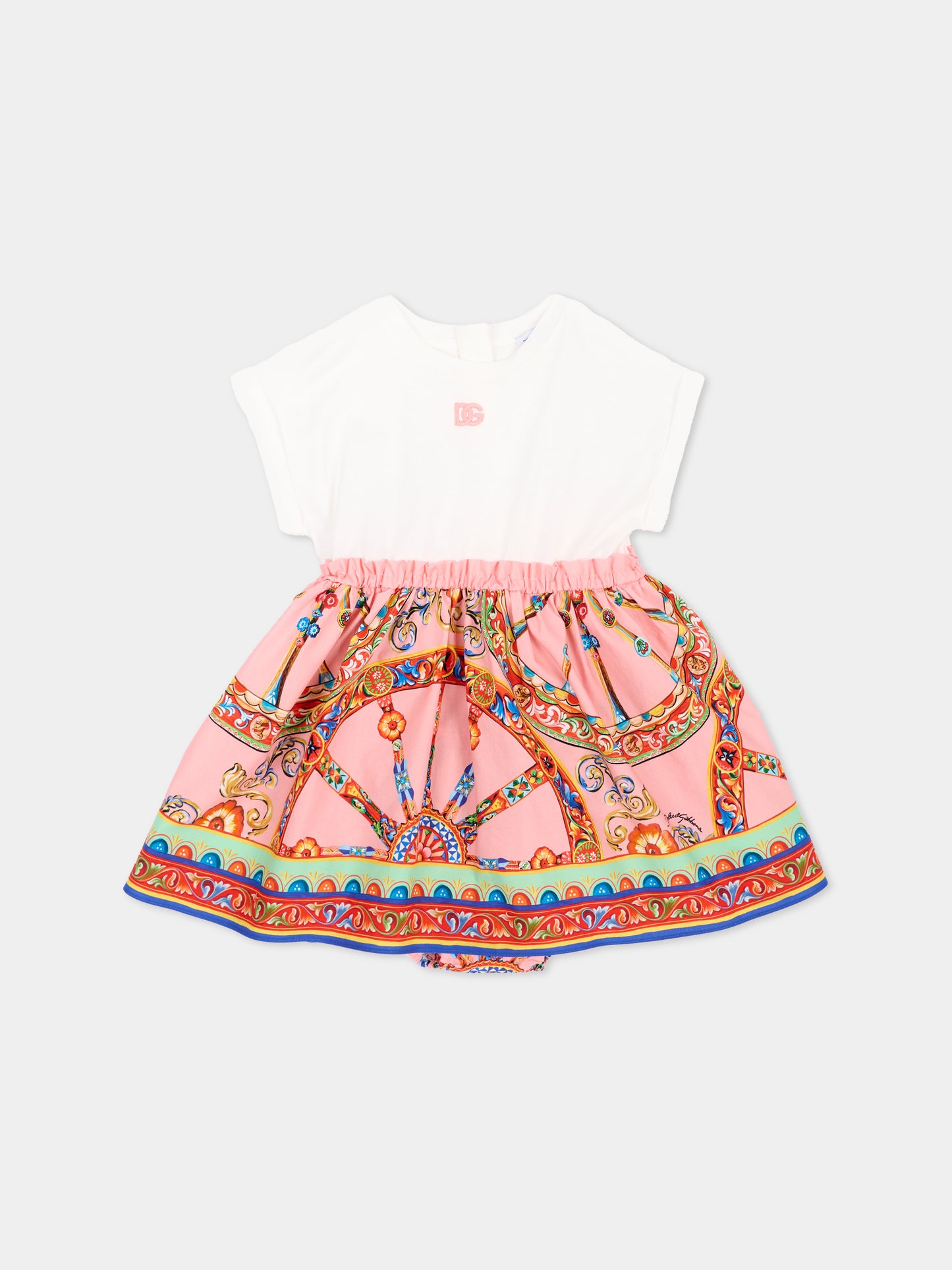Vestito bianco per neonata con logo,Dolce & Gabbana Kids,L2JDAU G7P5S S9000