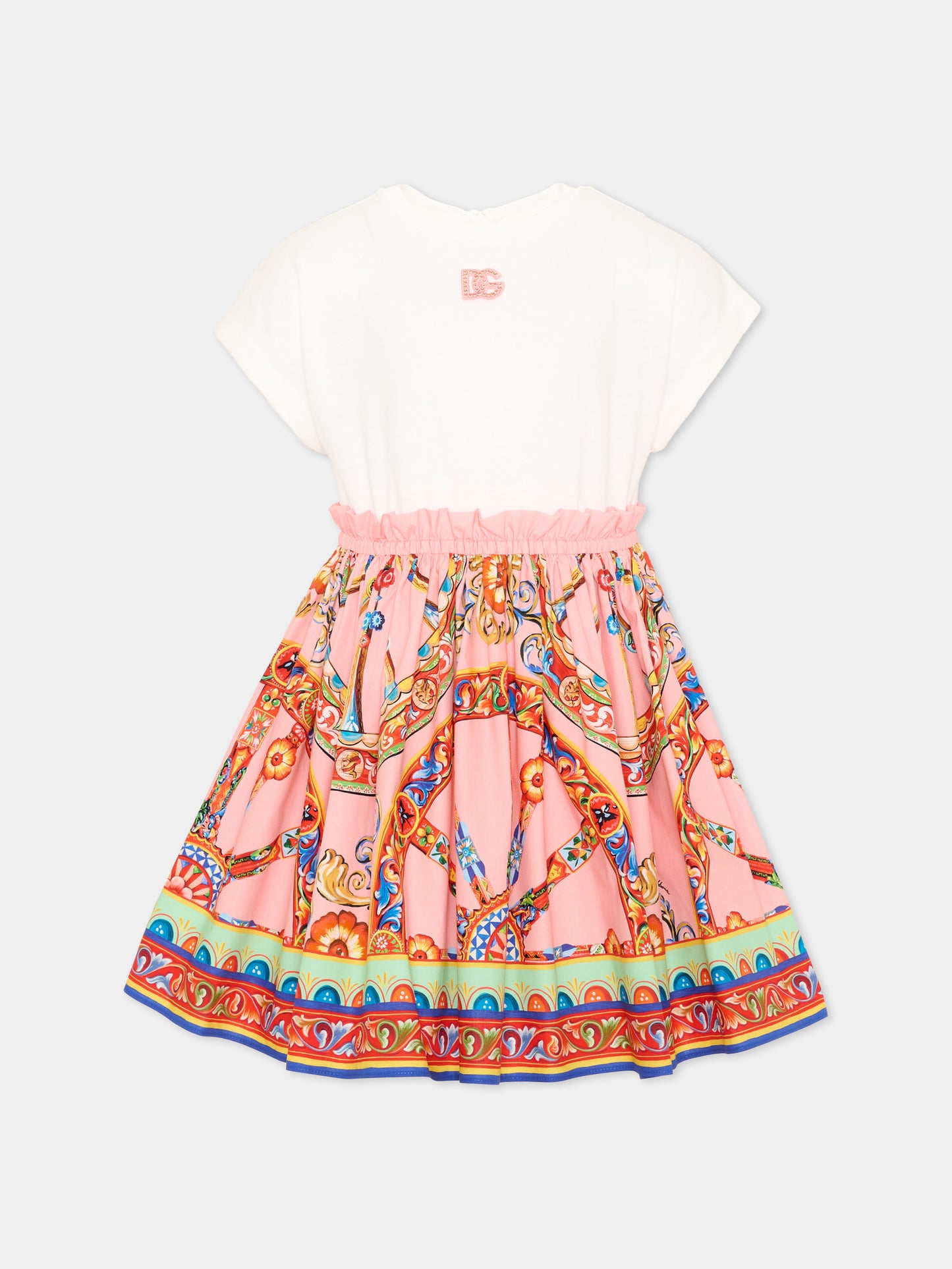 Vestito bianco per bambina con logo,Dolce & Gabbana Kids,L5JDAU G7P5S S9000