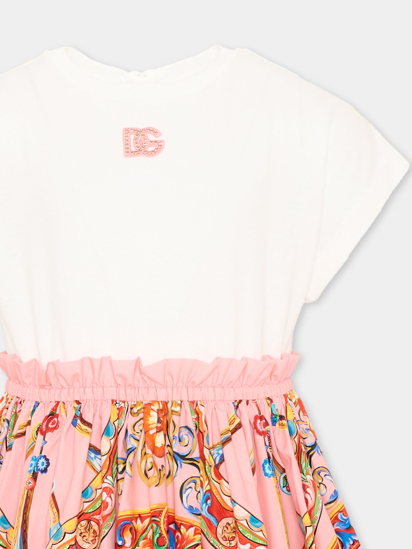 Vestito bianco per bambina con logo,Dolce & Gabbana Kids,L5JDAU G7P5S S9000