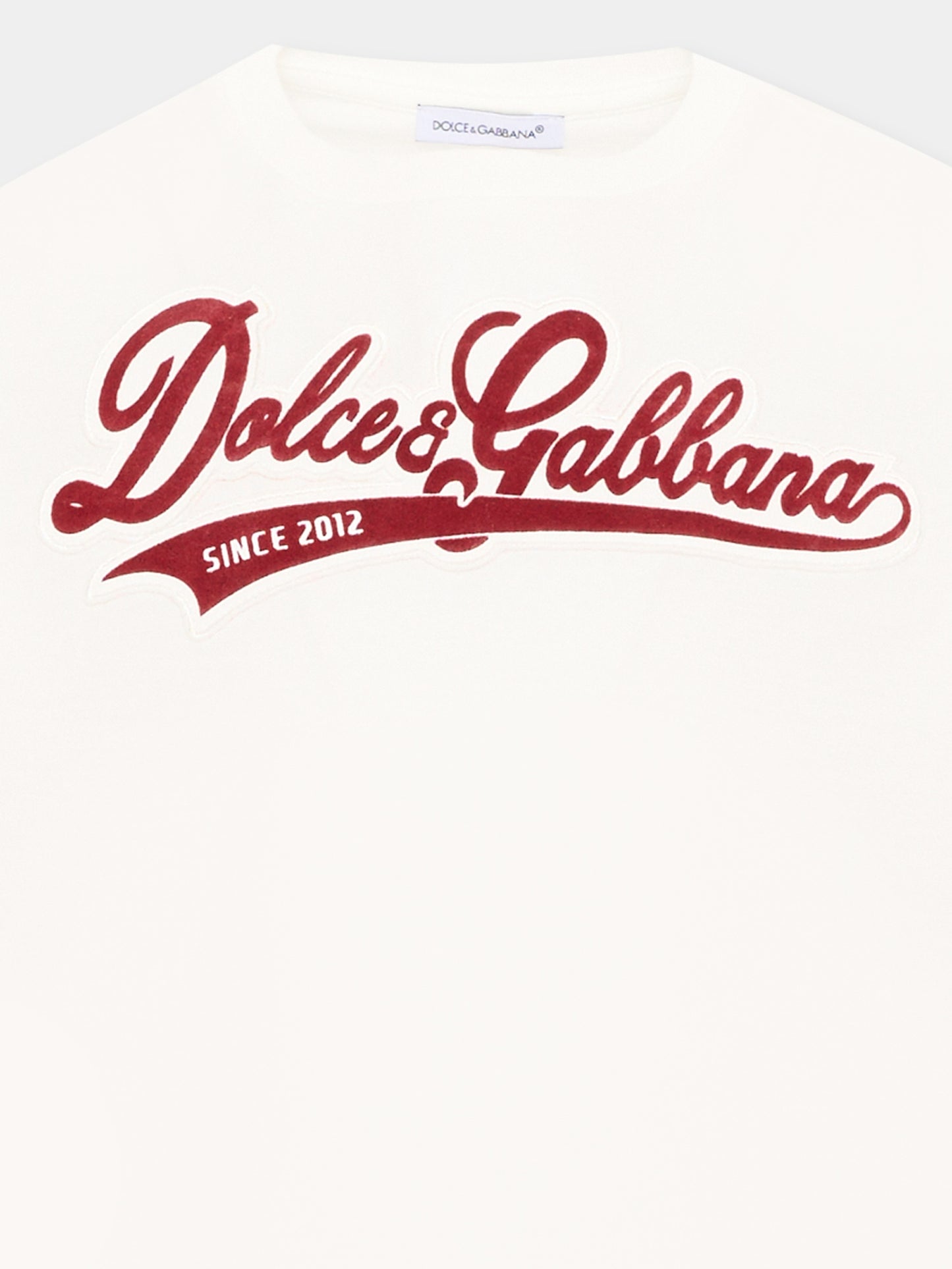 T-Shirt avorio per bambino con logo,Dolce & Gabbana Kids,L4JTHV G7Q2W W0111