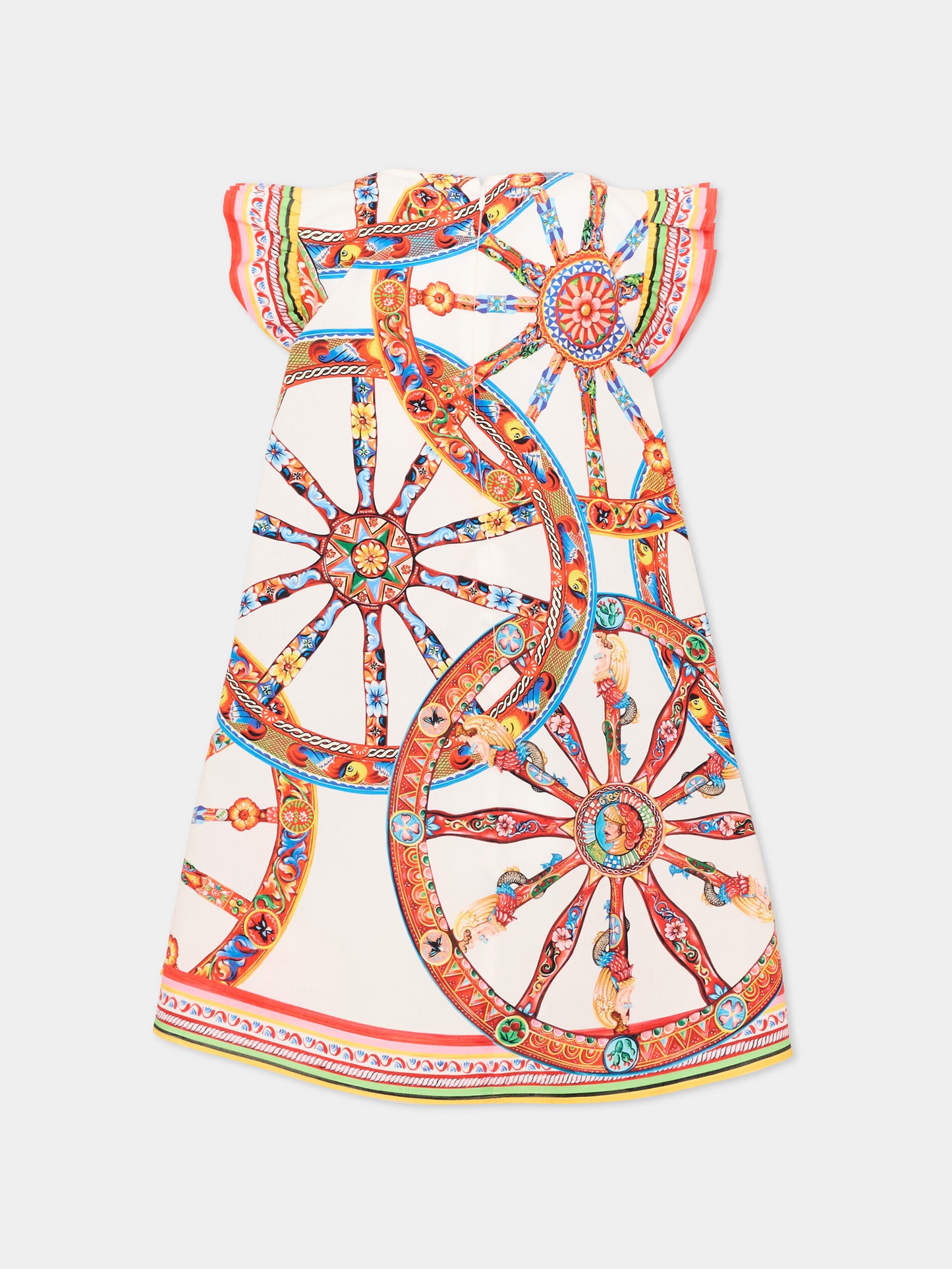 Vestito multicolor per bambina con carretto,Dolce & Gabbana Kids,L53DW2 FI5O4 HA6CK