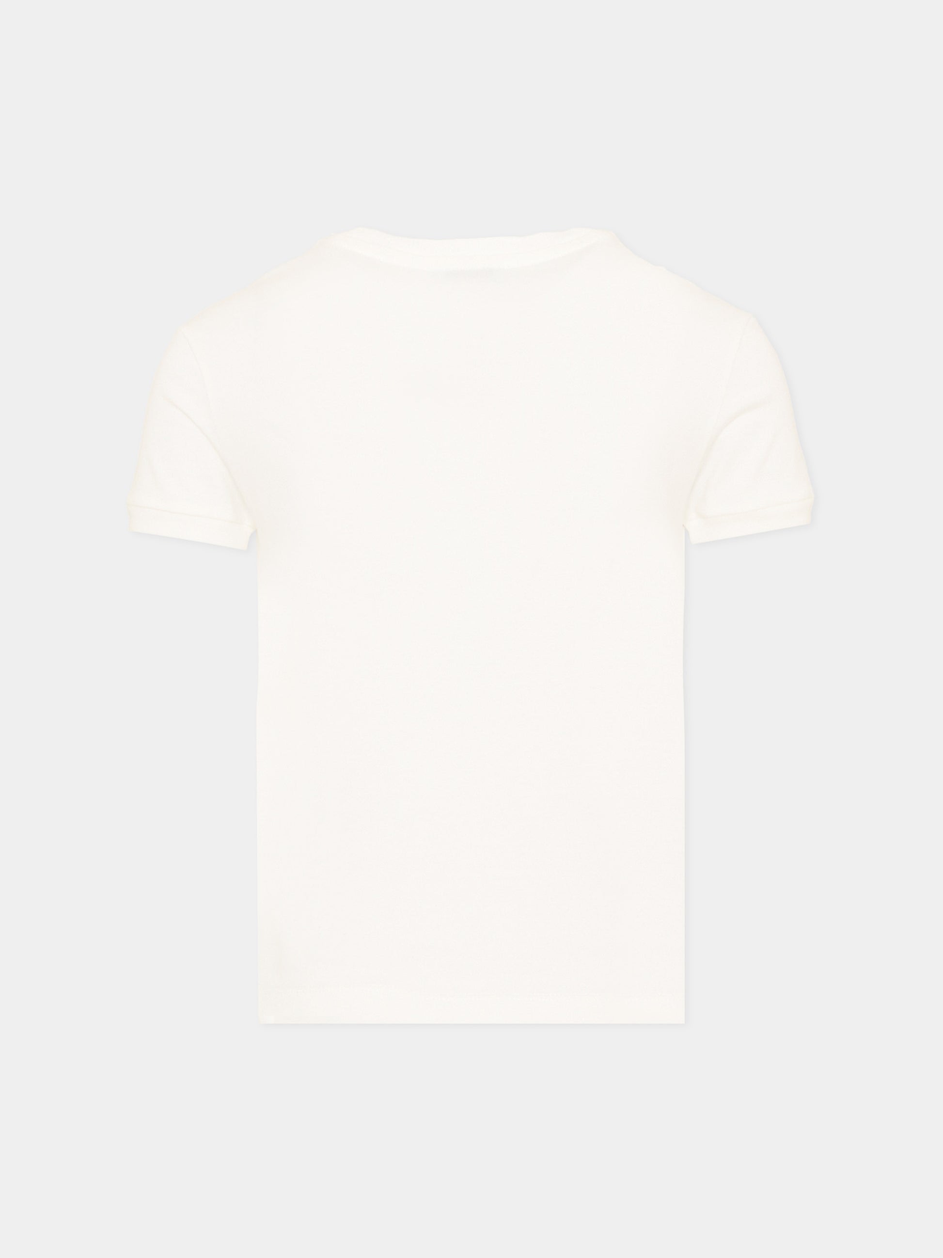 T-shirt avorio per bambina con logo,Dolce & Gabbana Kids,L5JTNJ G7P4E W0111