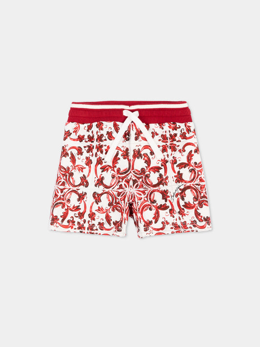 Shorts rossi per neonato con stampa,Dolce & Gabbana Kids,L1JQR9 II7KU IQ5DQ