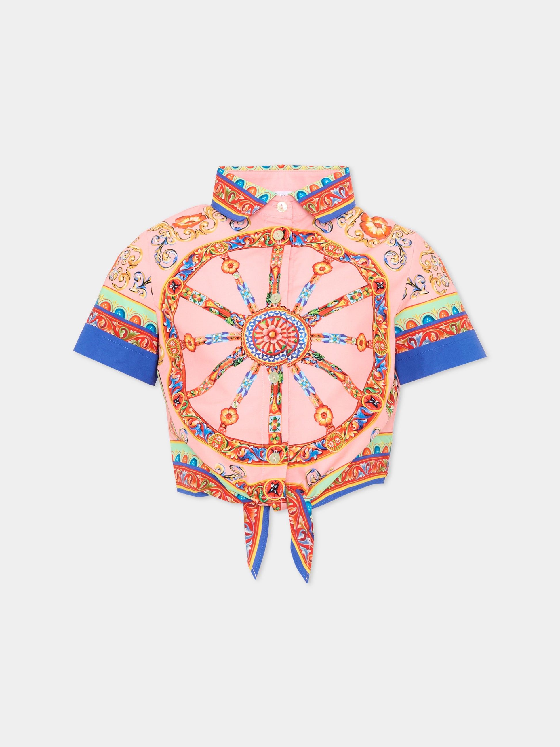 Camicia rosa per bambina con carretto,Dolce & Gabbana Kids,L54S05 FI5O1 HF6CK