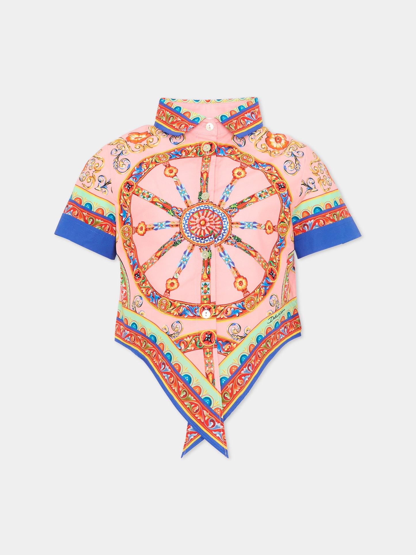 Camicia rosa per bambina con carretto,Dolce & Gabbana Kids,L54S05 FI5O1 HF6CK