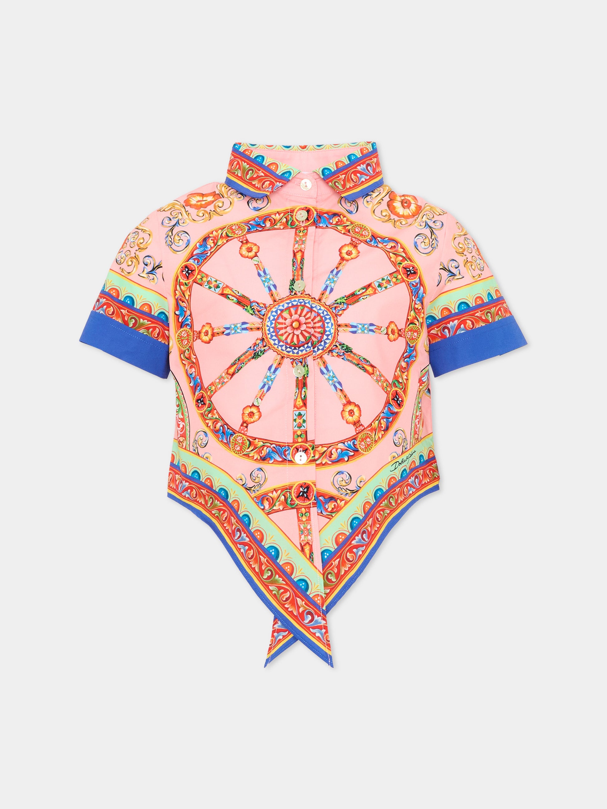 Camicia rosa per bambina con carretto,Dolce & Gabbana Kids,L54S05 FI5O1 HF6CK