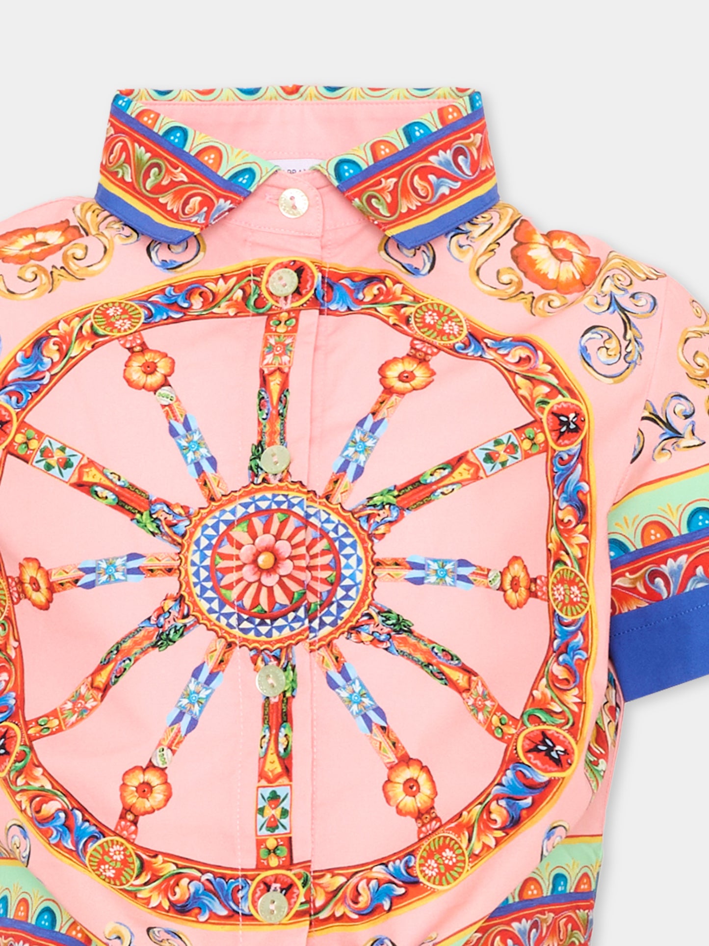 Camicia rosa per bambina con carretto,Dolce & Gabbana Kids,L54S05 FI5O1 HF6CK