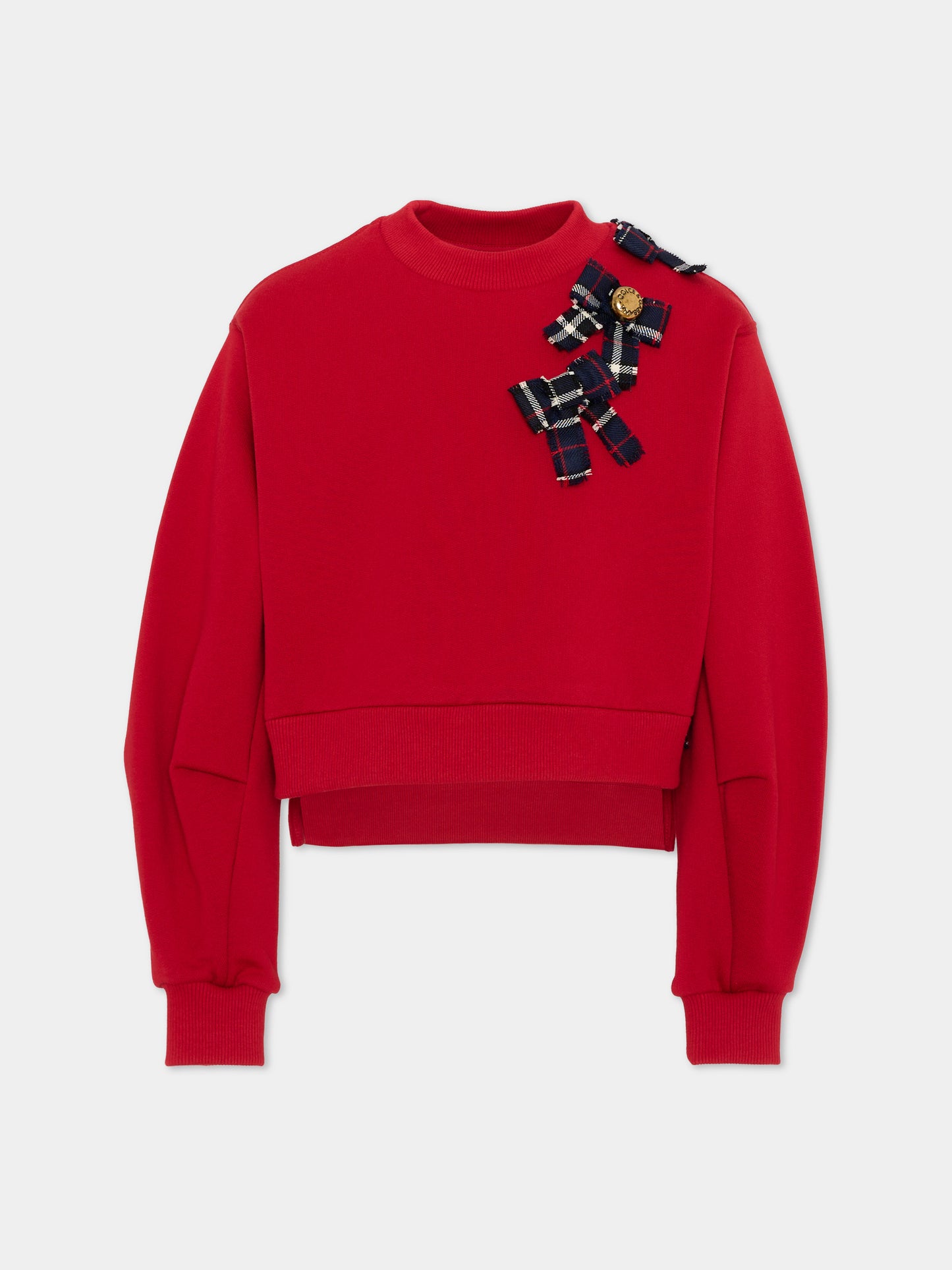 Felpa rossa per bambina con fiocchi,Dolce & Gabbana Kids,L5JWBS G7P6W R2254
