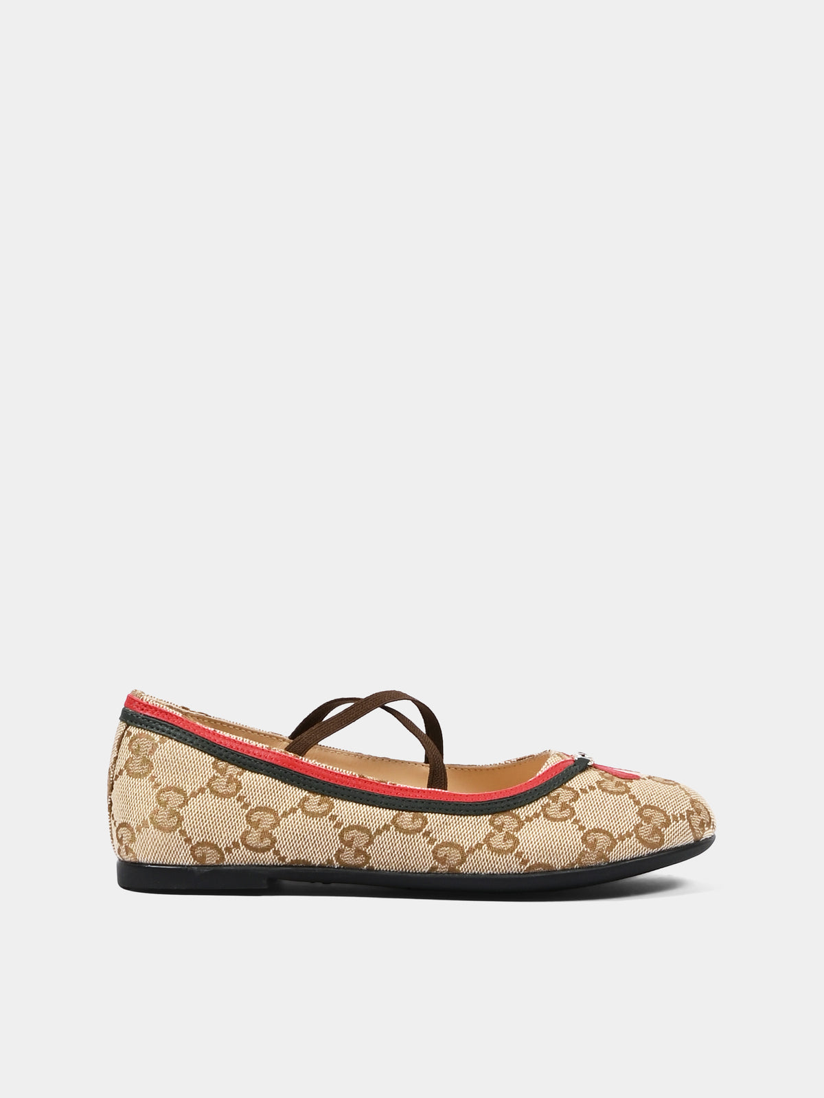 Ballerine beige per bambina con Jacquard GG,Gucci Kids,873048 FAF5H 9645