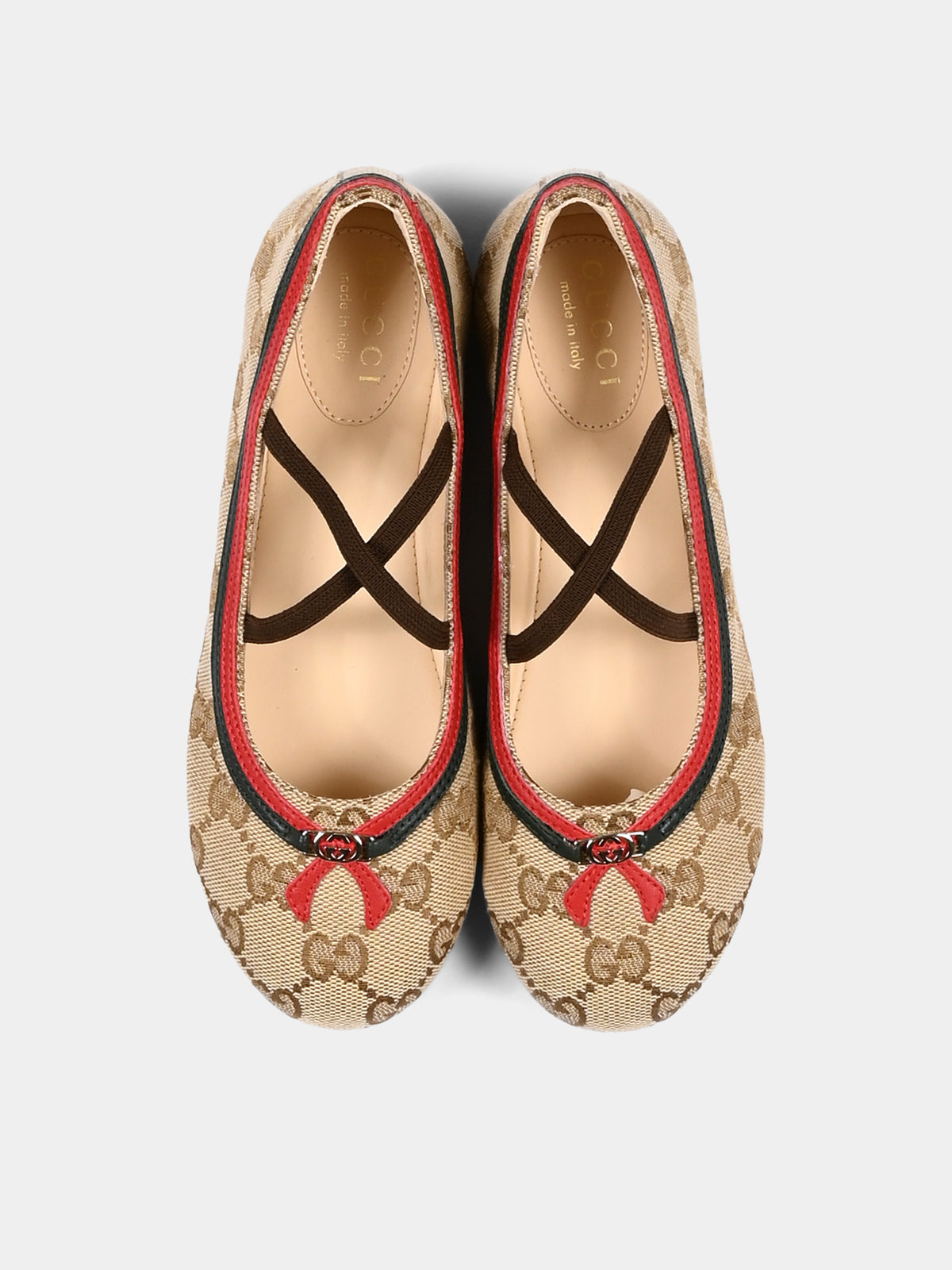Ballerine beige per bambina con Jacquard GG,Gucci Kids,873048 FAF5H 9645