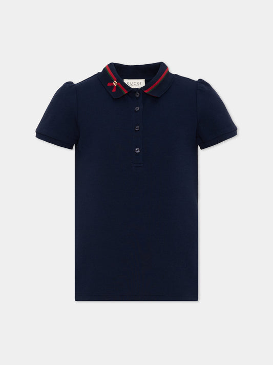 Polo à manches courtes bleue pour fille