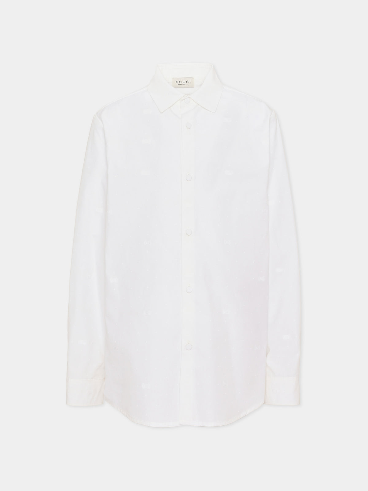 Camicia a manica lunga bianca per bambino con loghi ricamati,Gucci Kids,870269 XWA01 9000