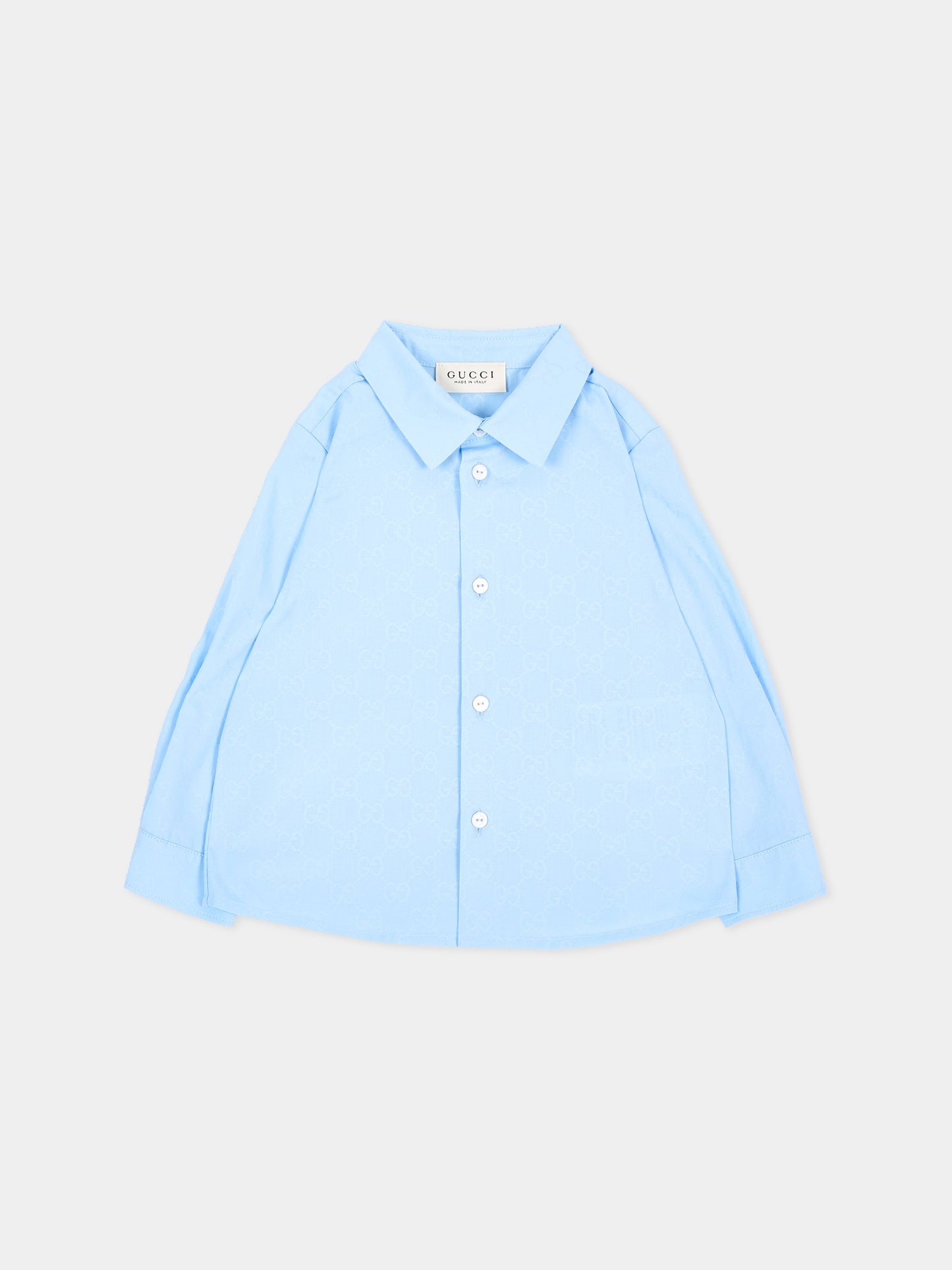 Camicia a manica lunga celeste per neonato,Gucci Kids,870284 XWA9G 4774