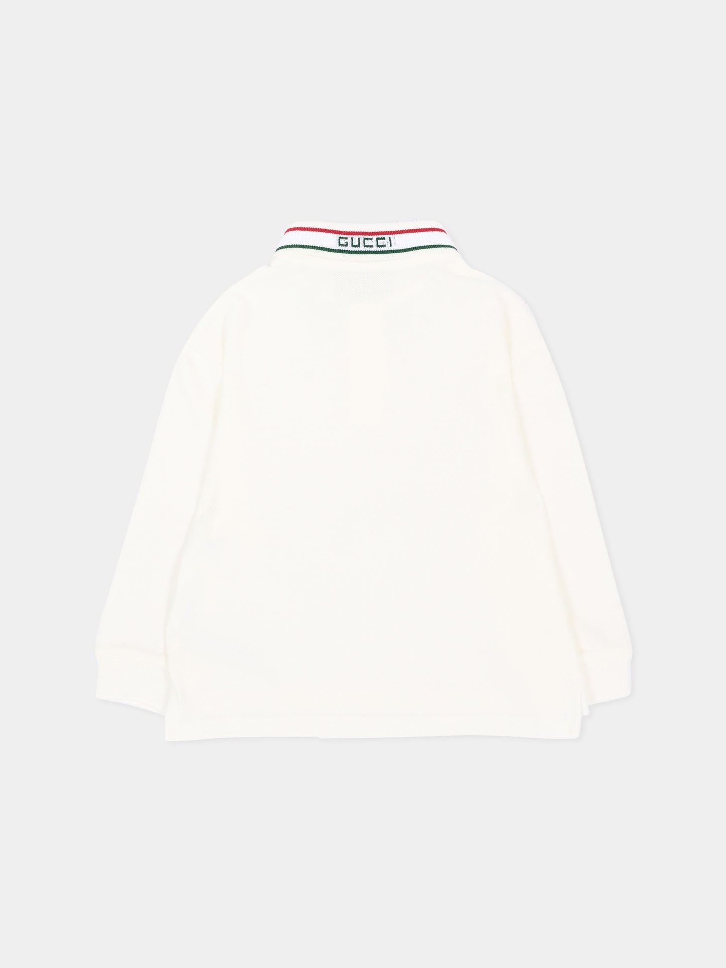 Polo a manica lunga bianca per neonato,Gucci Kids,870876 XJHW2 9024